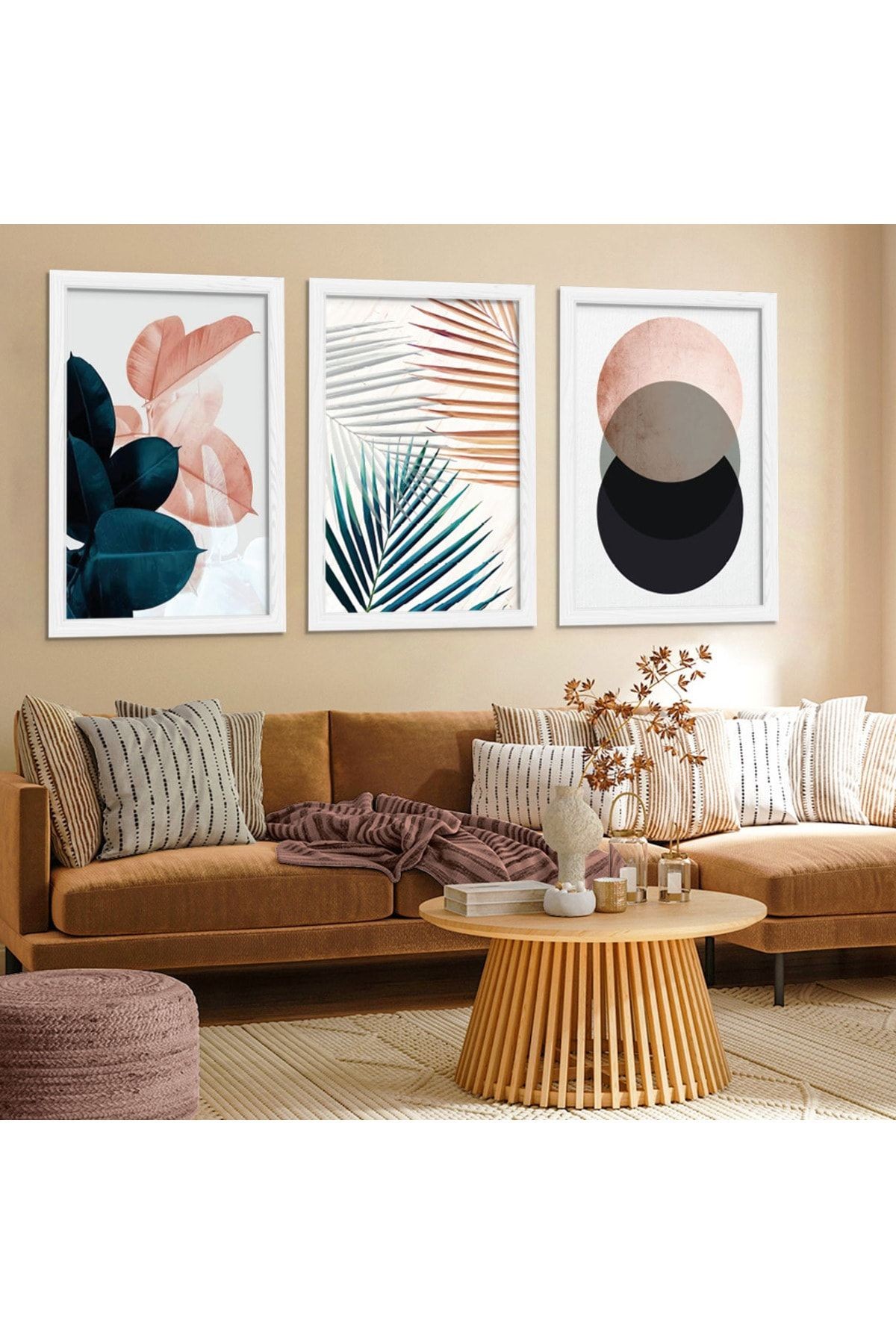 Beyaz Ahşap Çerçeveli Modern Tablo