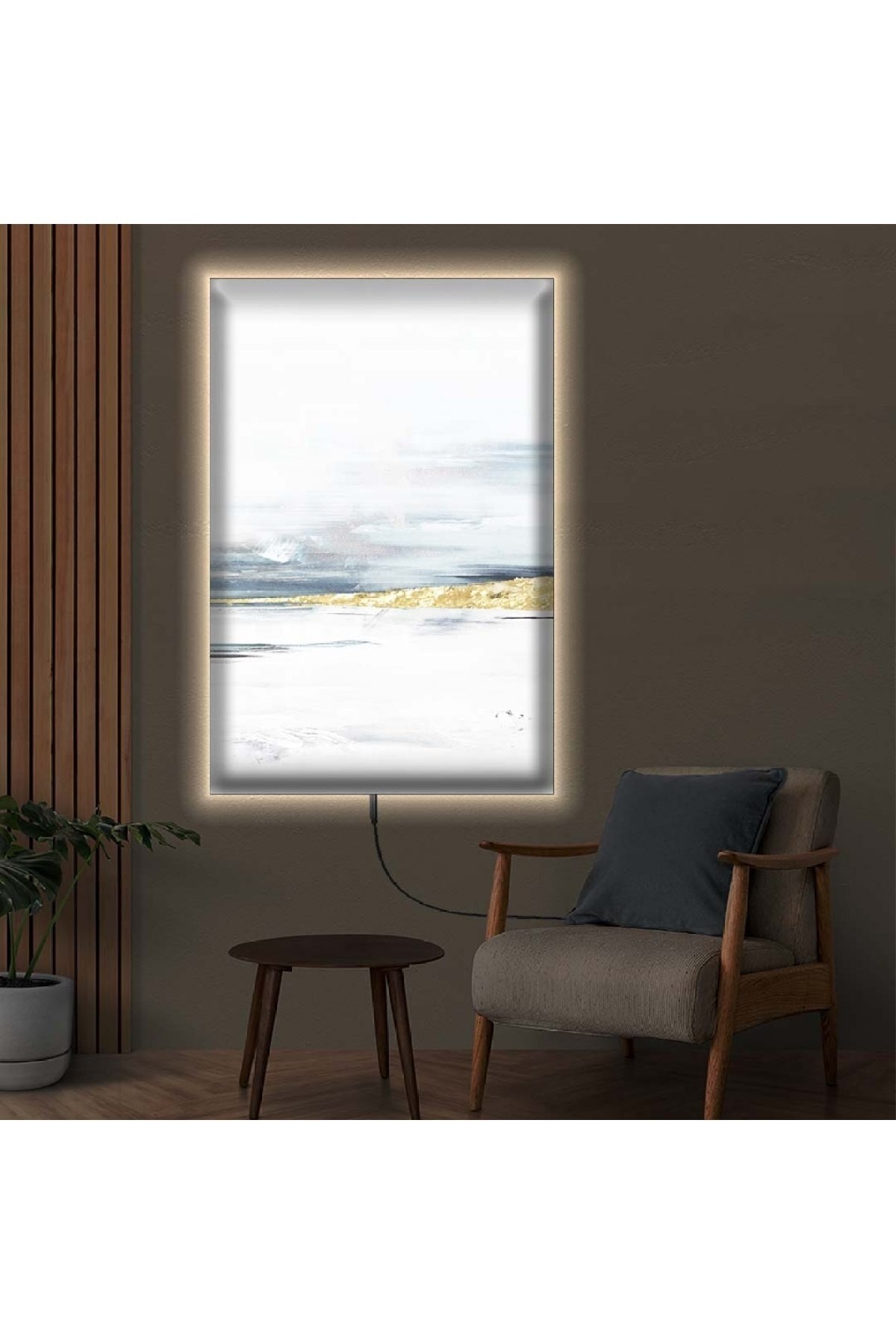 Tasarım Sanat Tablosu Ledli Soyut Desen Dijital Baskı Kanvas Tablo 70X100Cm