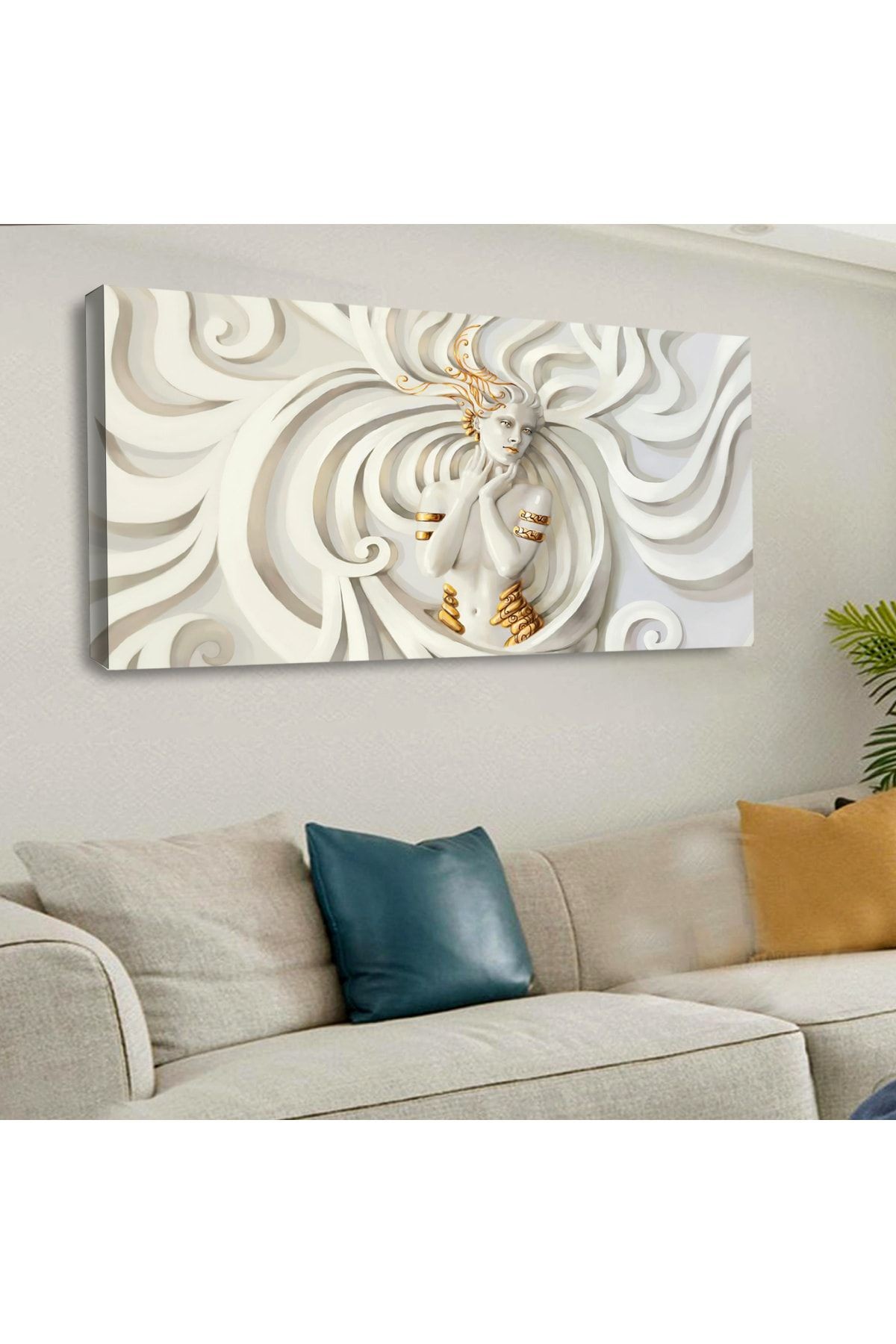 120 X 60 Saatli Kanvas Sanat Tablo