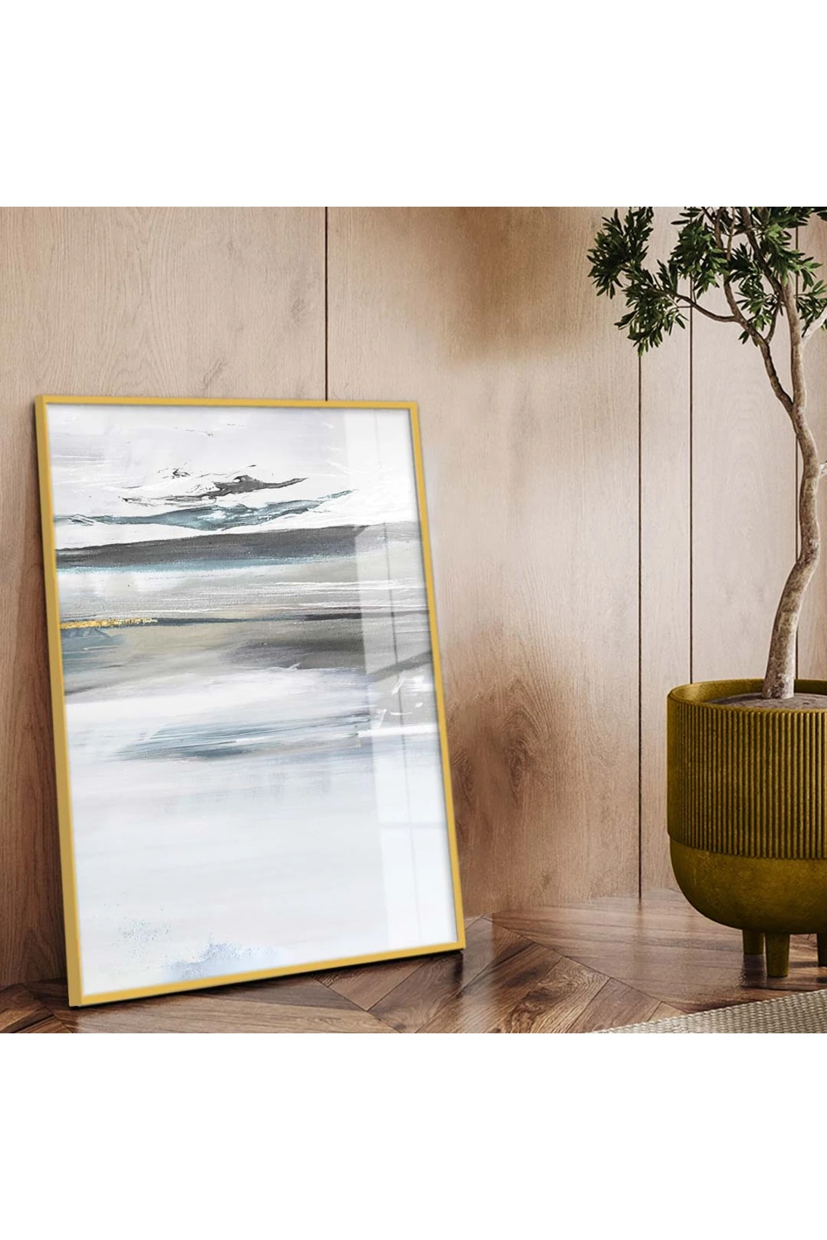 Salon Tablosu Çizim Soyut Tema Metal Çerçeveli UV Baskı Kırılmaz Cam Tablo