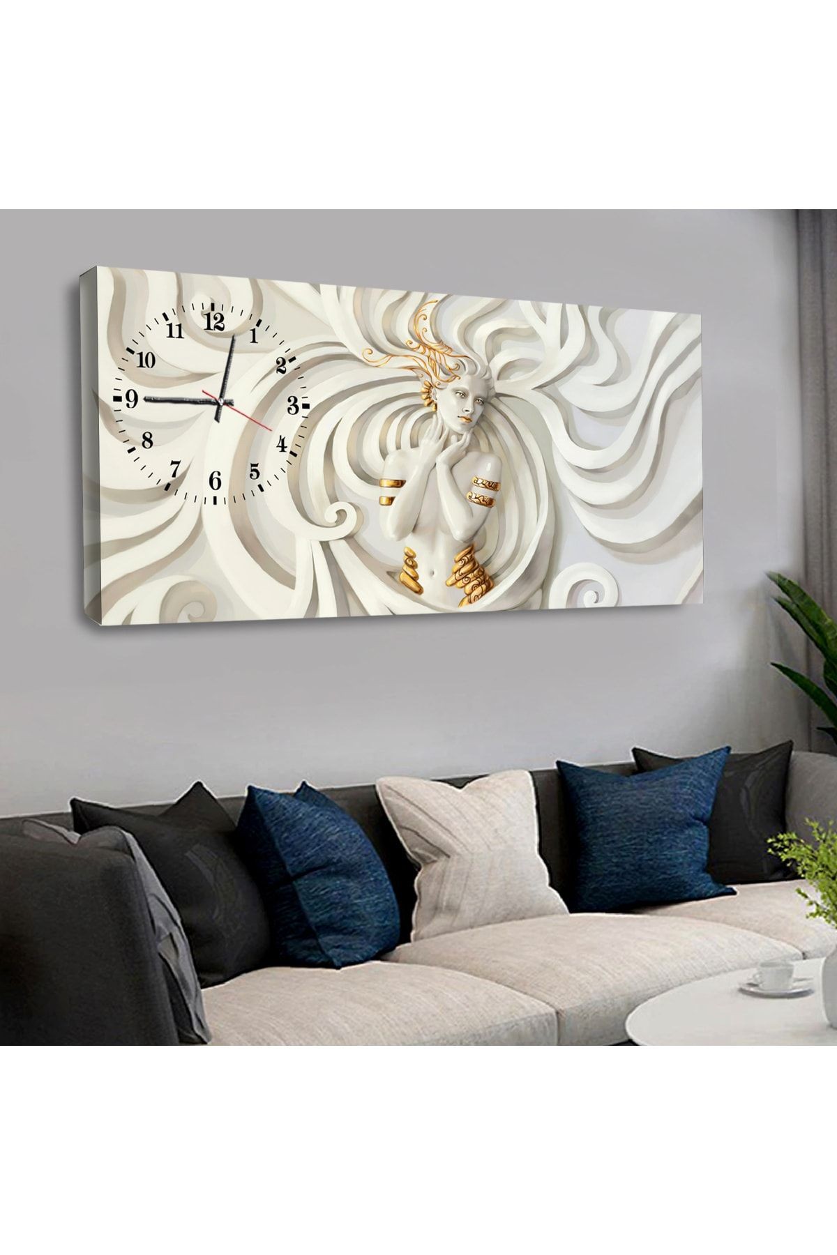 120 X 60 Saatli Kanvas Sanat Tablo