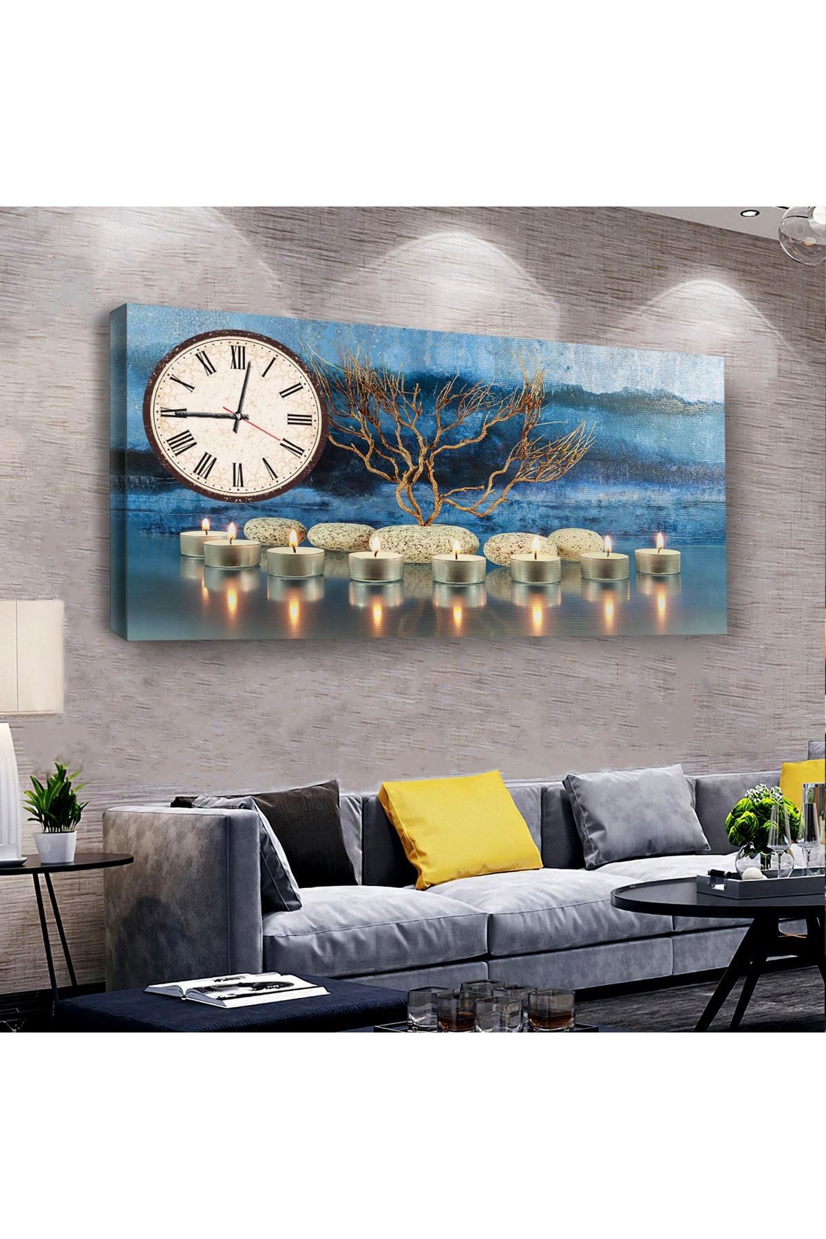 Mum 120 X 60 Saatli Kanvas Tablo