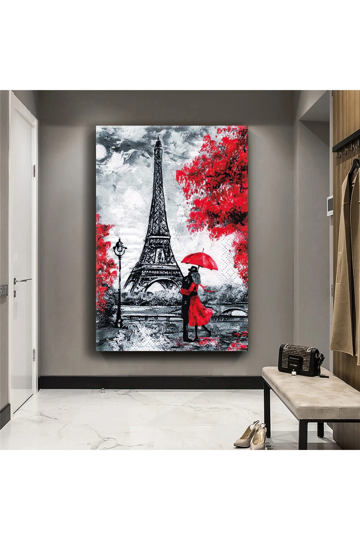 Eiffel Kulesi Ahşap Şase Dijital Baskı Kanvas Tablo