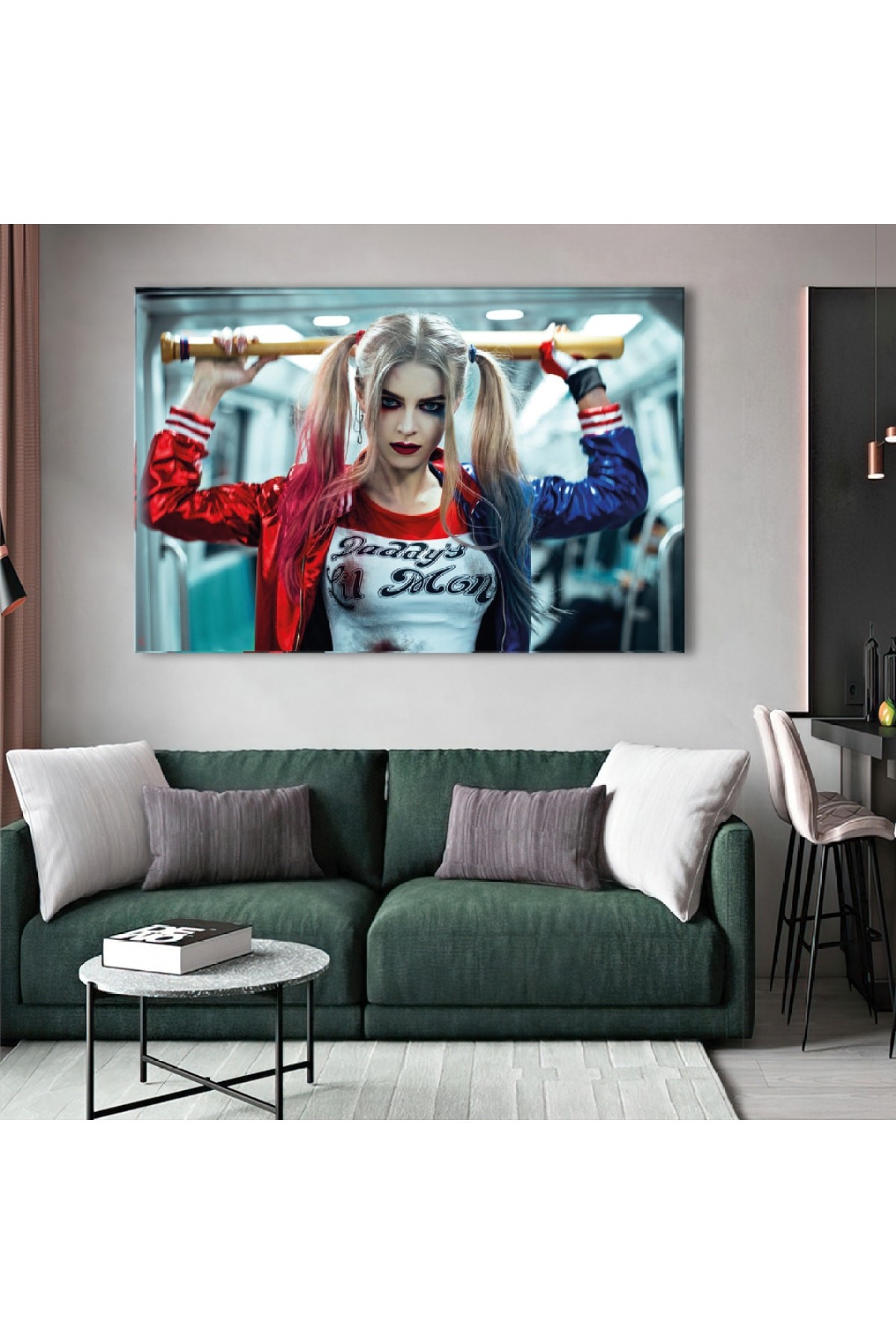 Harley Quin Ahşap Şase Dijital Baskı Kanvas Tablo 120X80Cm