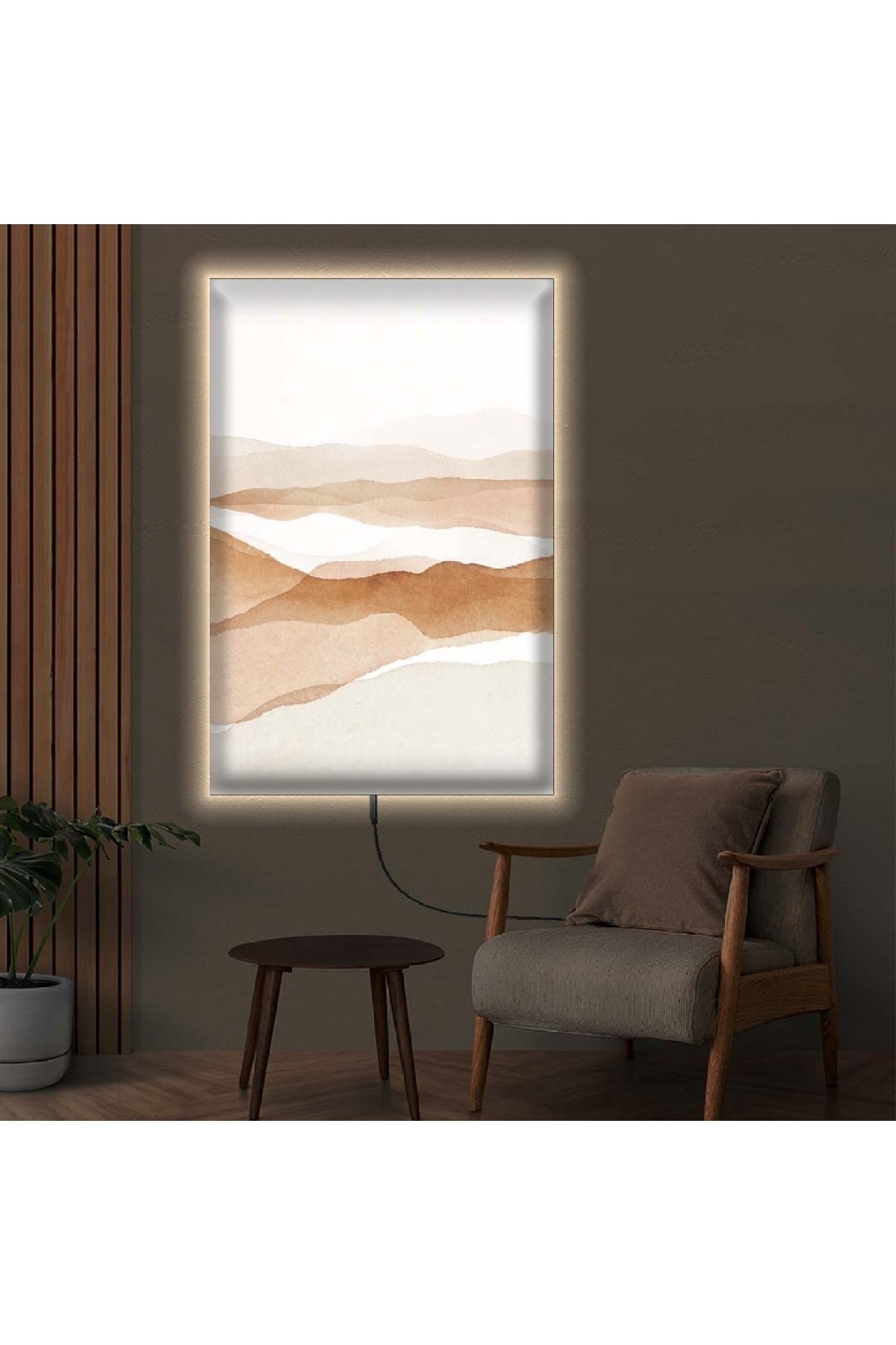 Renkli Sanat Tablosu Ledli Soyut Desen Ahşap Şase Dijital Baskı Kanvas Tablo 70X100Cm