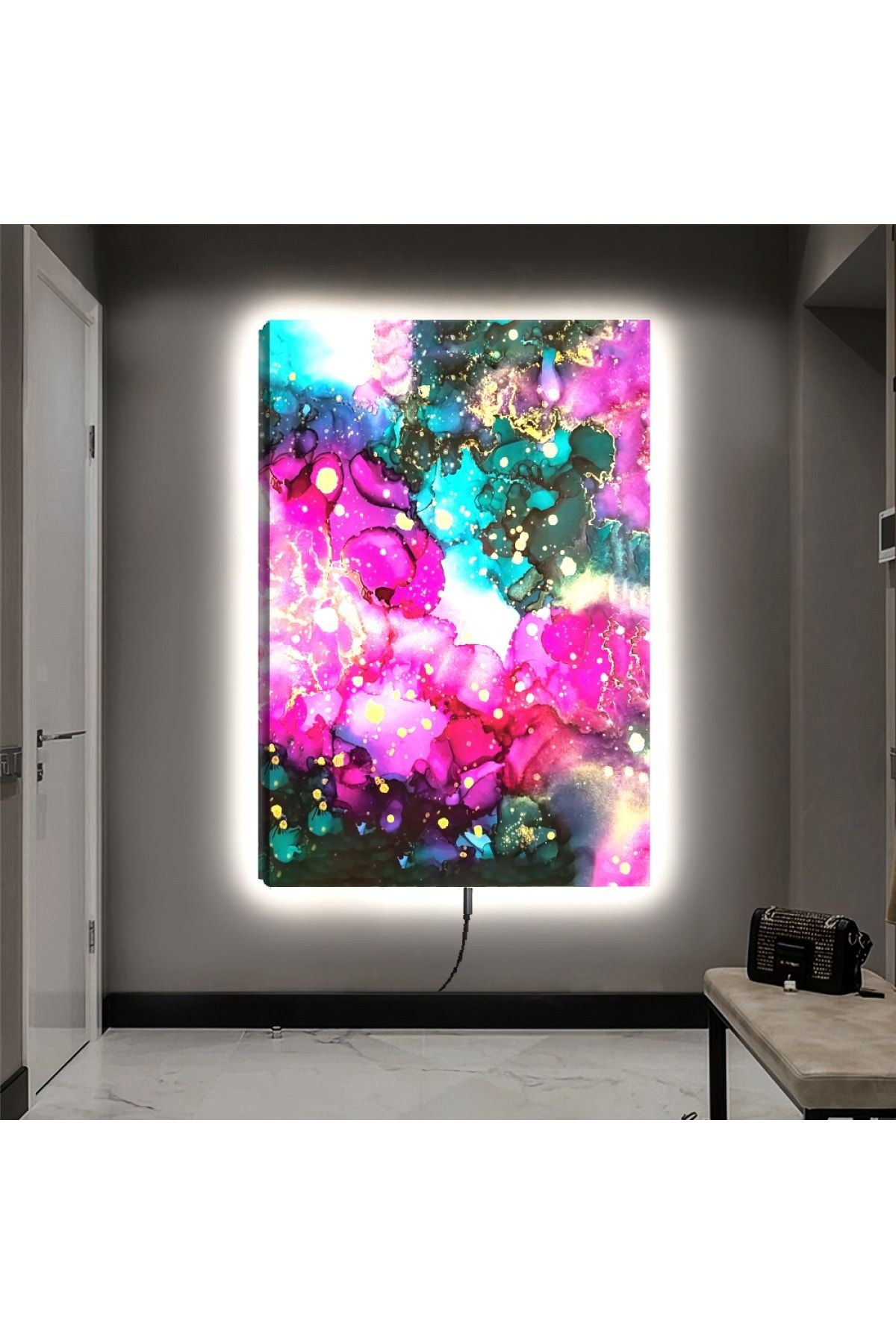 Ledli 90x60 Renkli Modern Kanvas Tablo