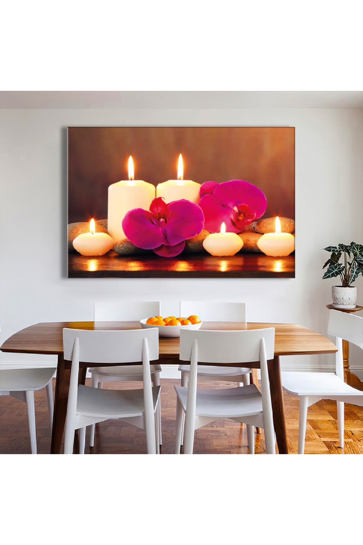Yanan Mum Ahşap Şase Dijital Baskı Modern Kanvas Tablo 120X80Cm