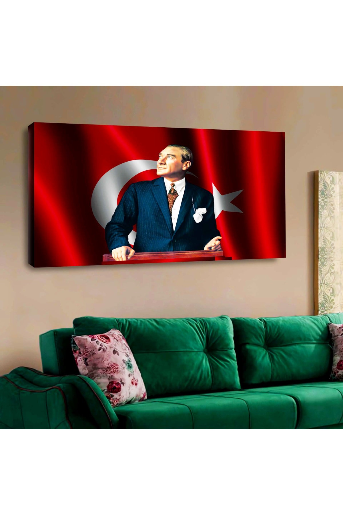 Renkli Tasarım Modern Ahşap Şase Dijital Baskı Kanvas Üst Kalite Baskı Tablo 120X60Cm