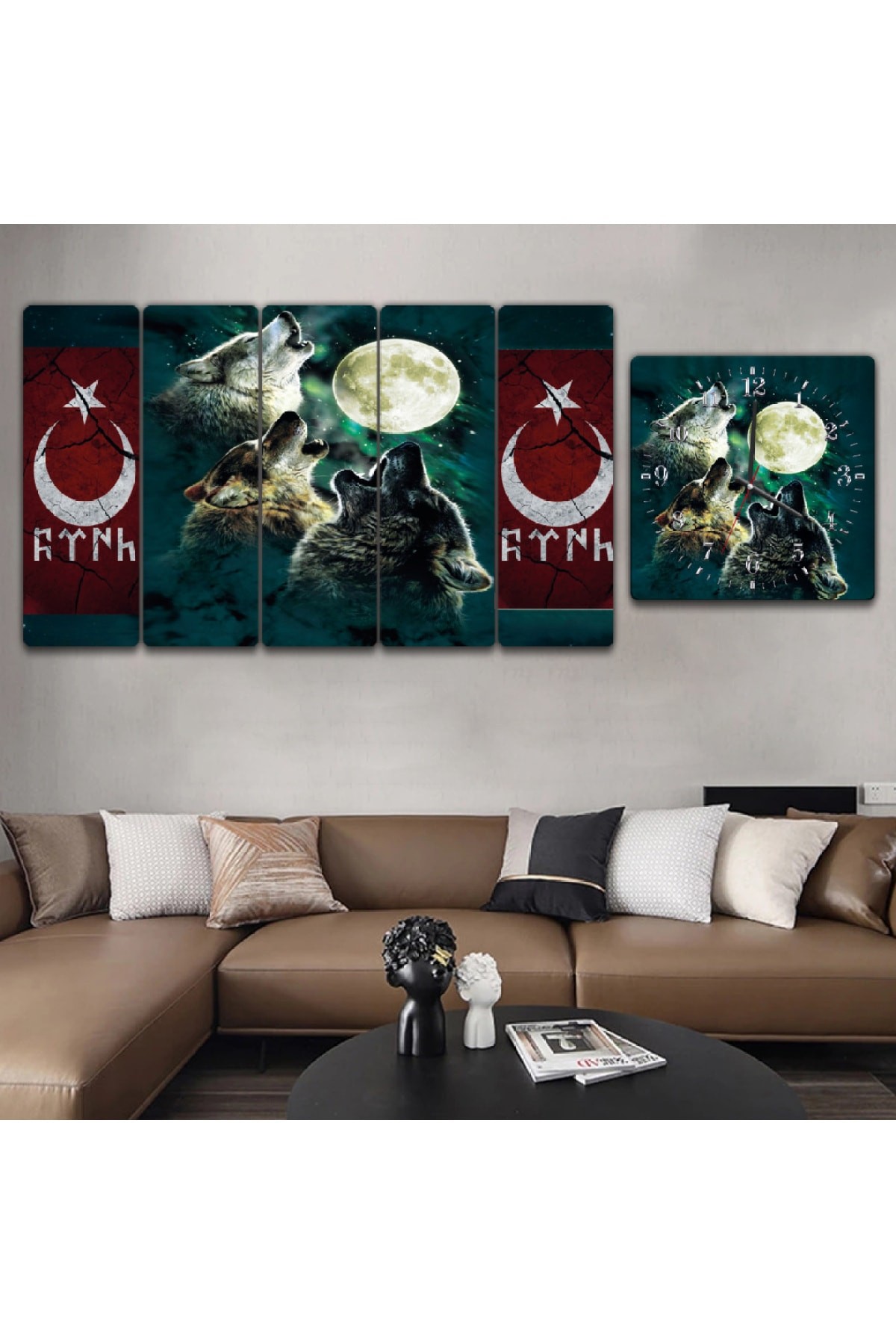Göktürk Ekstra Dayanıklı Solmaz MDF Tablo Ve Saat Kombin
