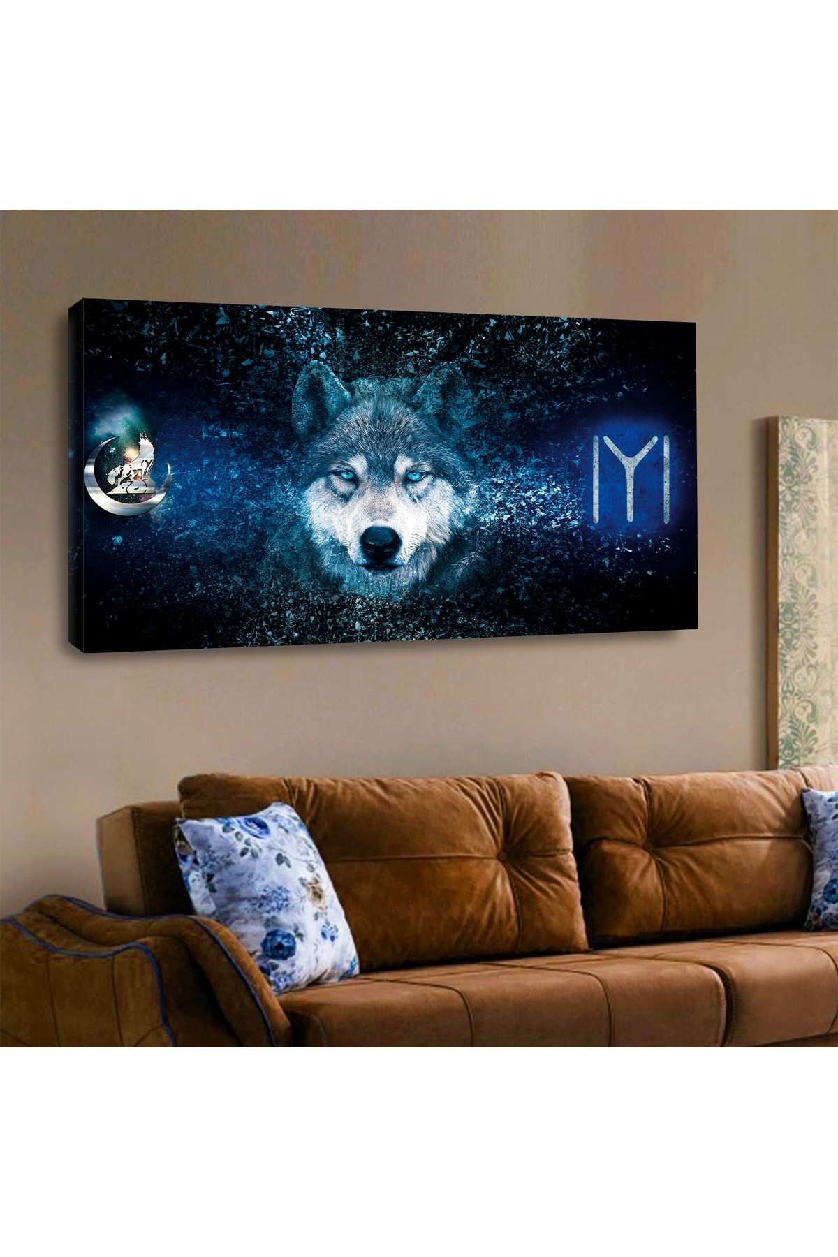 Renkli Minimal Tasarım Ahşap Şase Dijital Baskı Kanvas Tablo 120X60Cm
