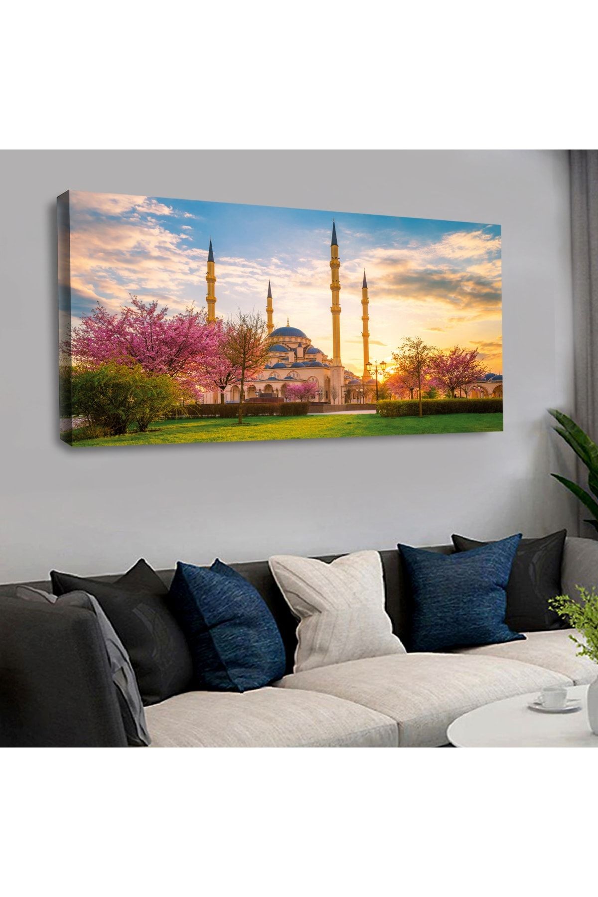 120 X 60 Saatli Kanvas Cami Manzara Tablo