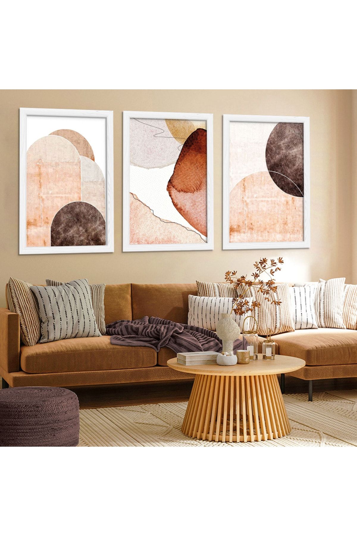 Beyaz Ahşap Çerçeveli Modern Tablo
