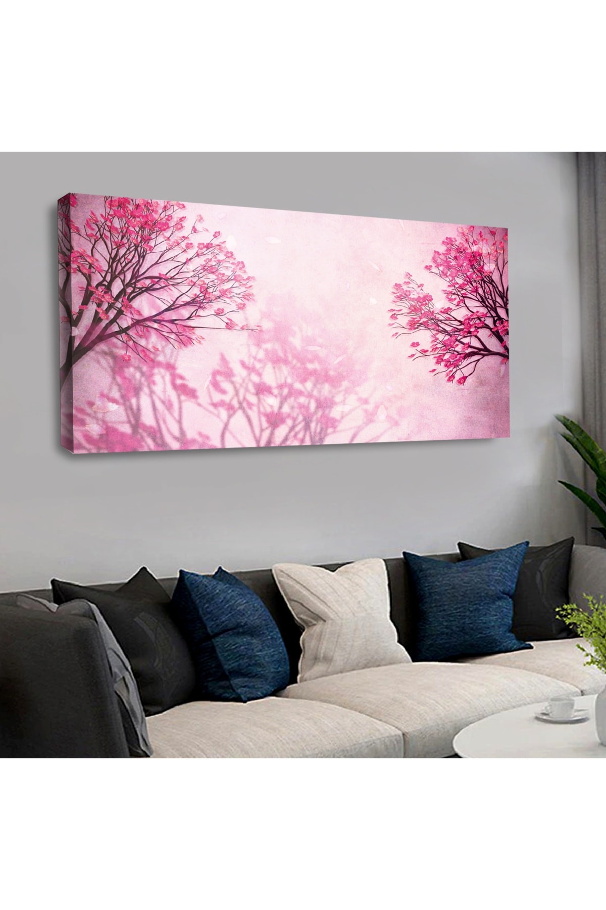 Ahşap Şase Dijital Baskı Kanvas Ilkbahar Ağaç Tablo 120X60Cm
