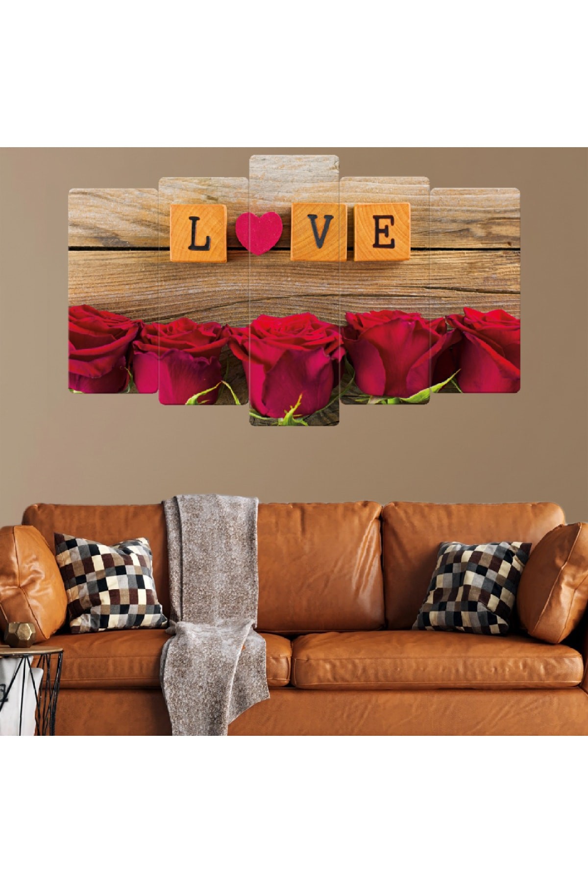 5 Parça Love Aşk Ekstra Dayanıklı Solmaz MDF Tablo