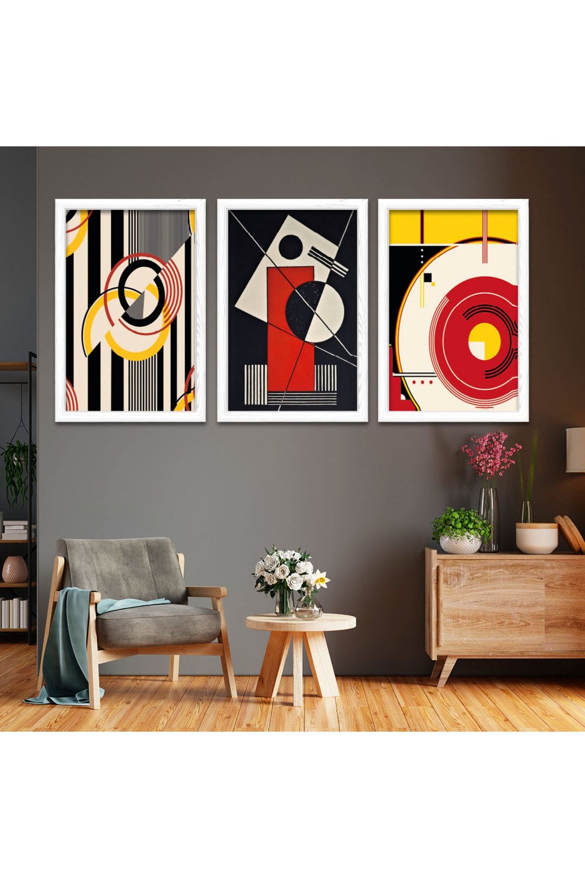 Beyaz Ahşap Çerçeveli Modern Tablo
