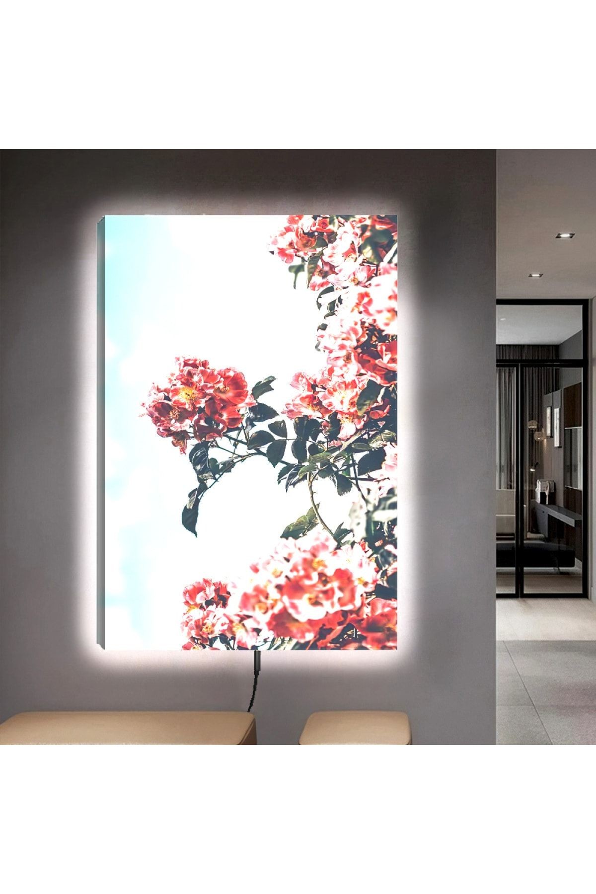 Ledli 90x60 Ağaç Manzara Kanvas Tablo