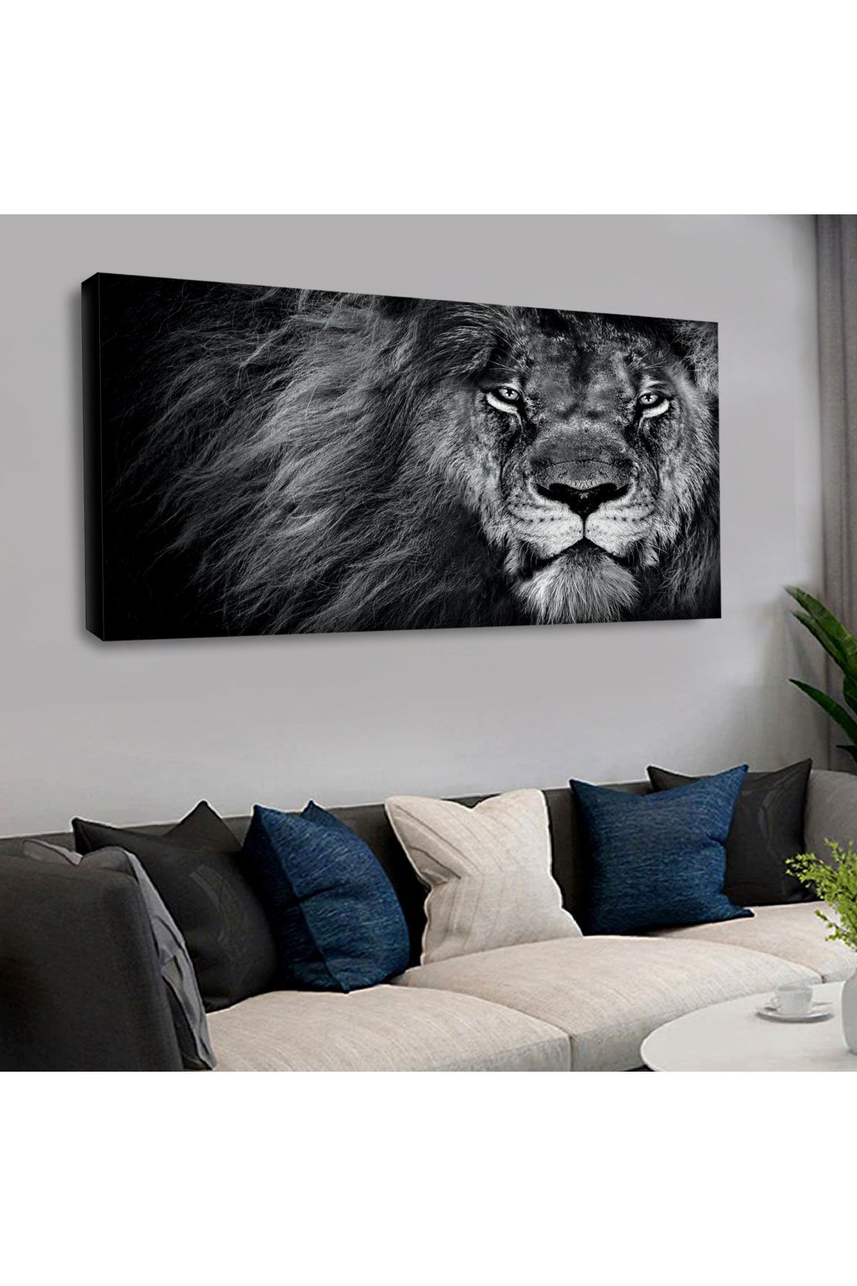 120 X 60 Saatli Kanvas Aslan Tablo
