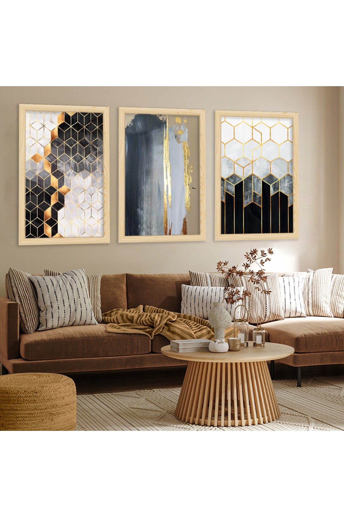 Renkli Renkli Ahşap Çerçeveli Modern Çizim Tablo