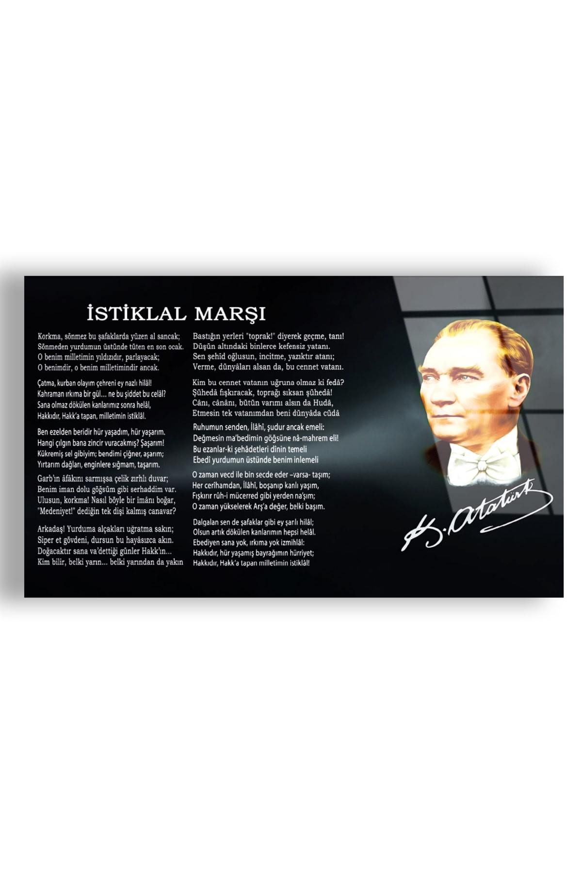 Tasarım Istiklal Marşı UV Baskı Kırılmaz Cam Tablo