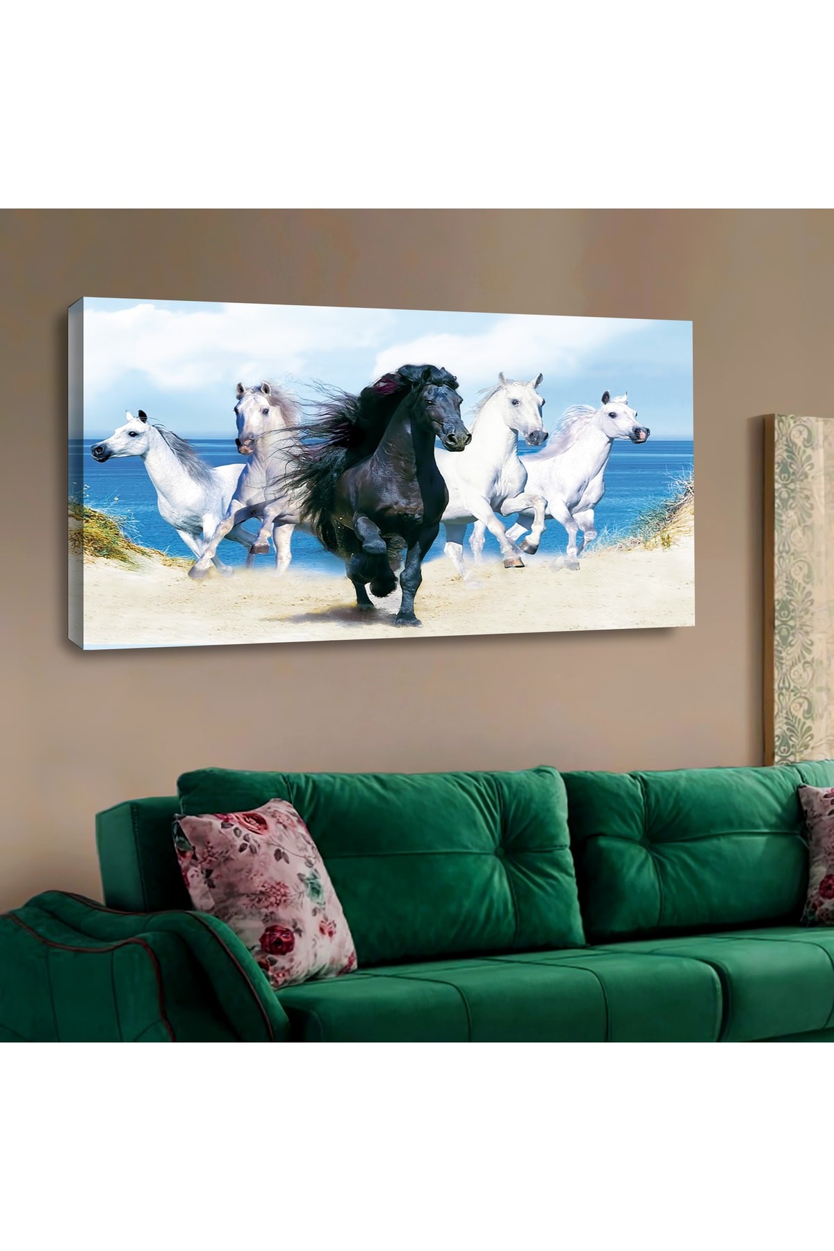Renkli Ahşap Şase Dijital Baskı Kanvas Solmaz Tablo 120X60Cm