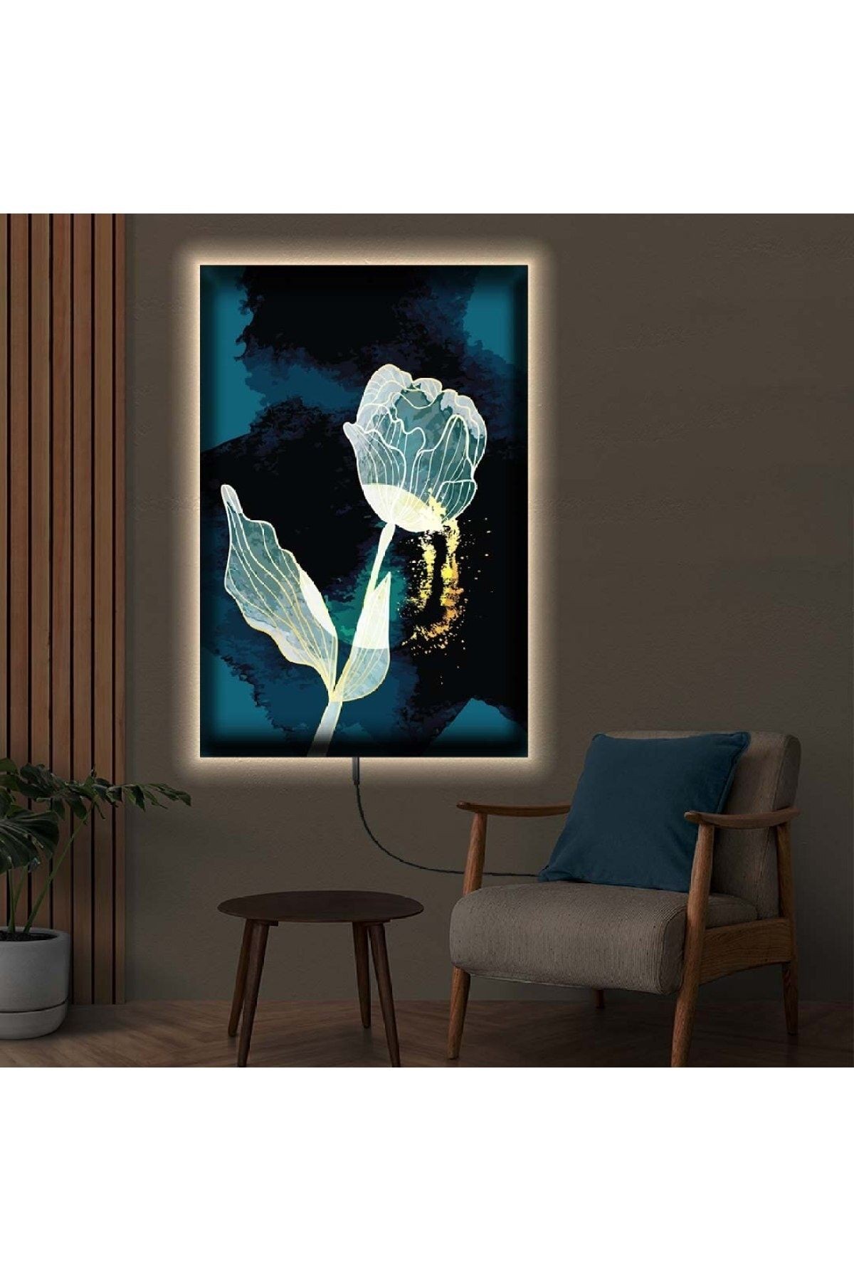 Ledli 90x60 Soyut Çizim Kanvas Tablo