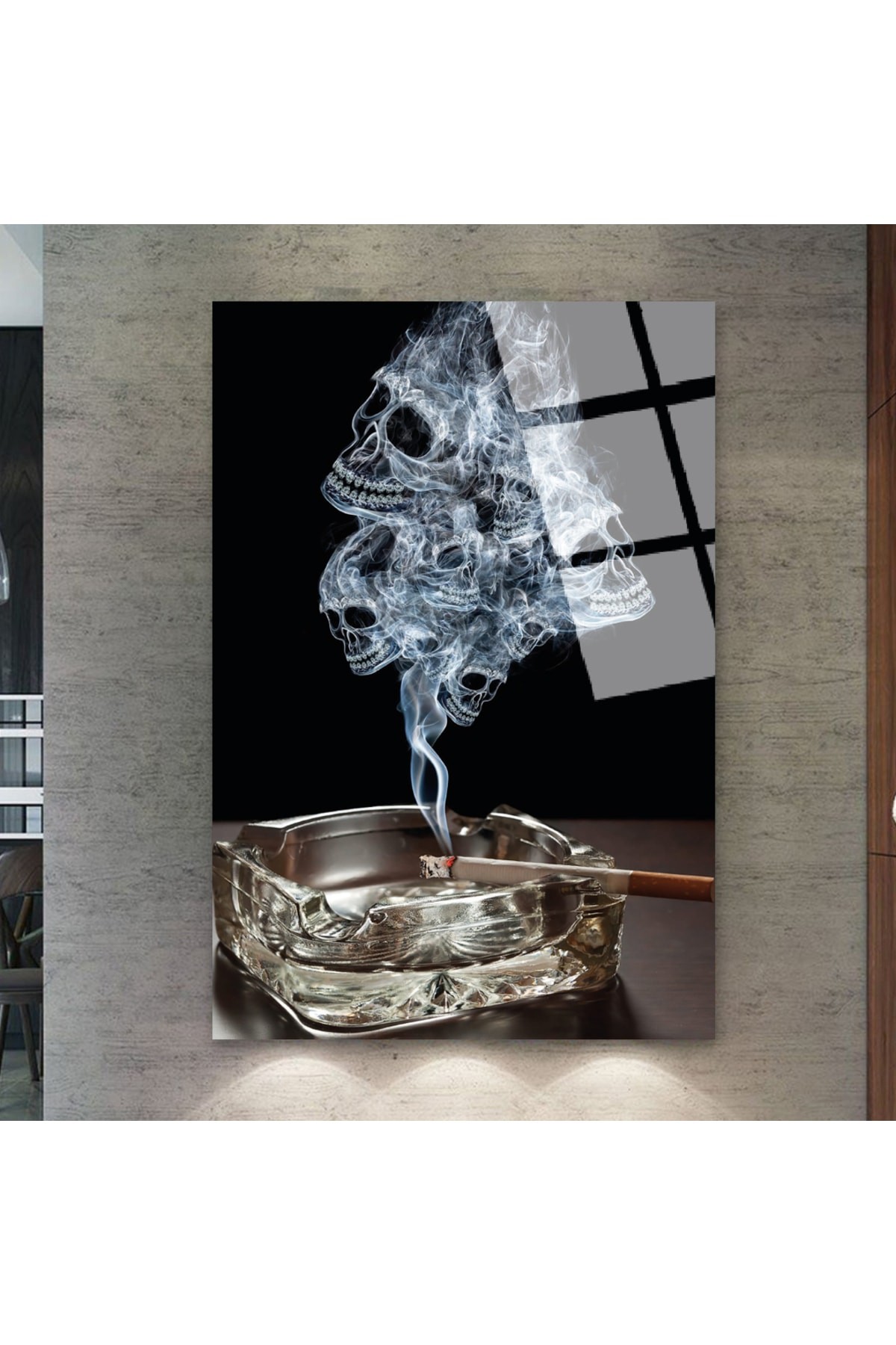 Minimalist Smoke UV Baskı Kırılmaz Cam Tablo