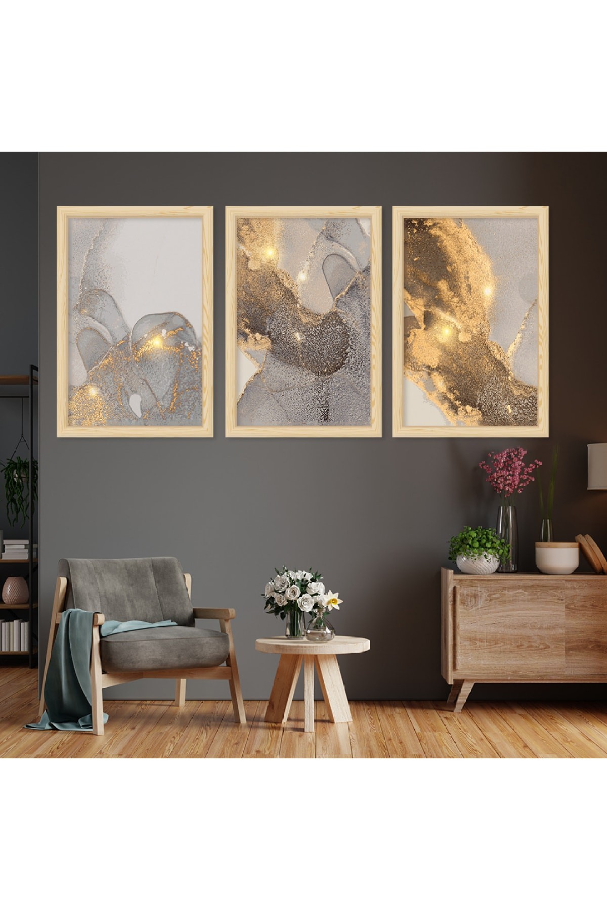 Sanat Tablosu Ahşap Çerçeveli Kolaj Çizim Tablo