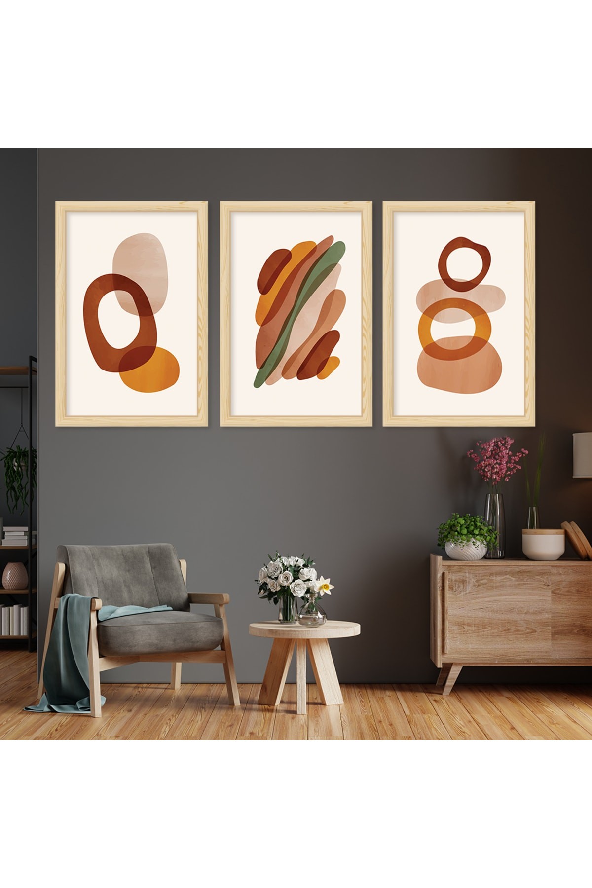 Salon Tablosu Sanat Tablosu Ahşap Çerçeveli Kolaj Çizim Modern Tablo
