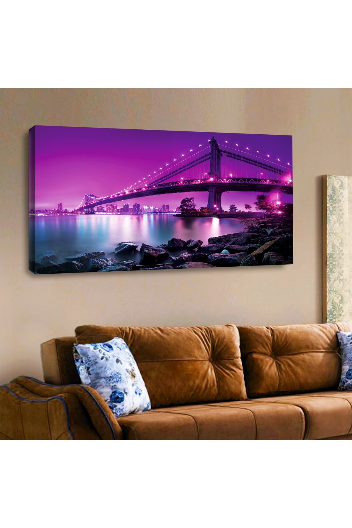 Modern Duvar  Sanatı Ahşap Şase Dijital Baskı Kanvas Tablo 120X60Cm