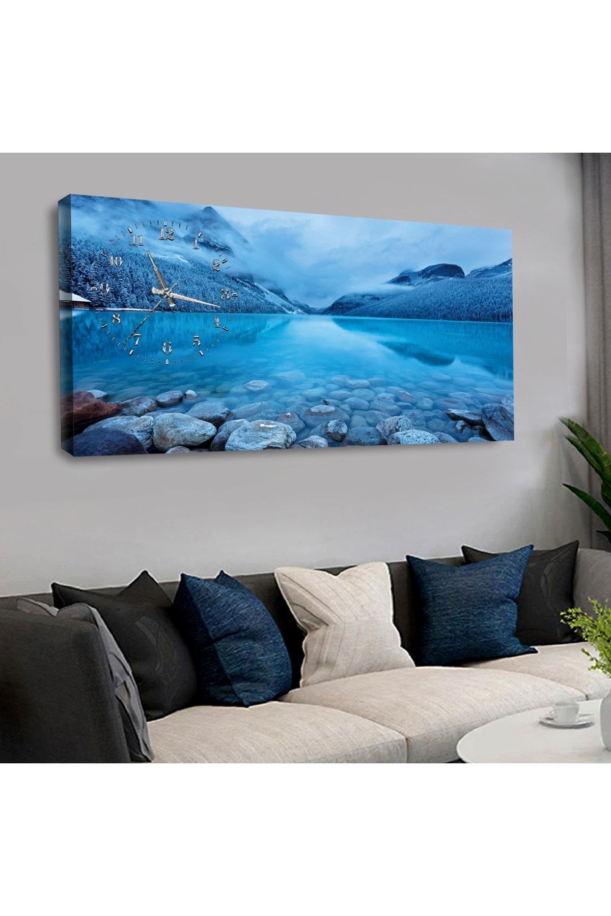 120x60 Saatli Göl Manzara Kanvas Tablo