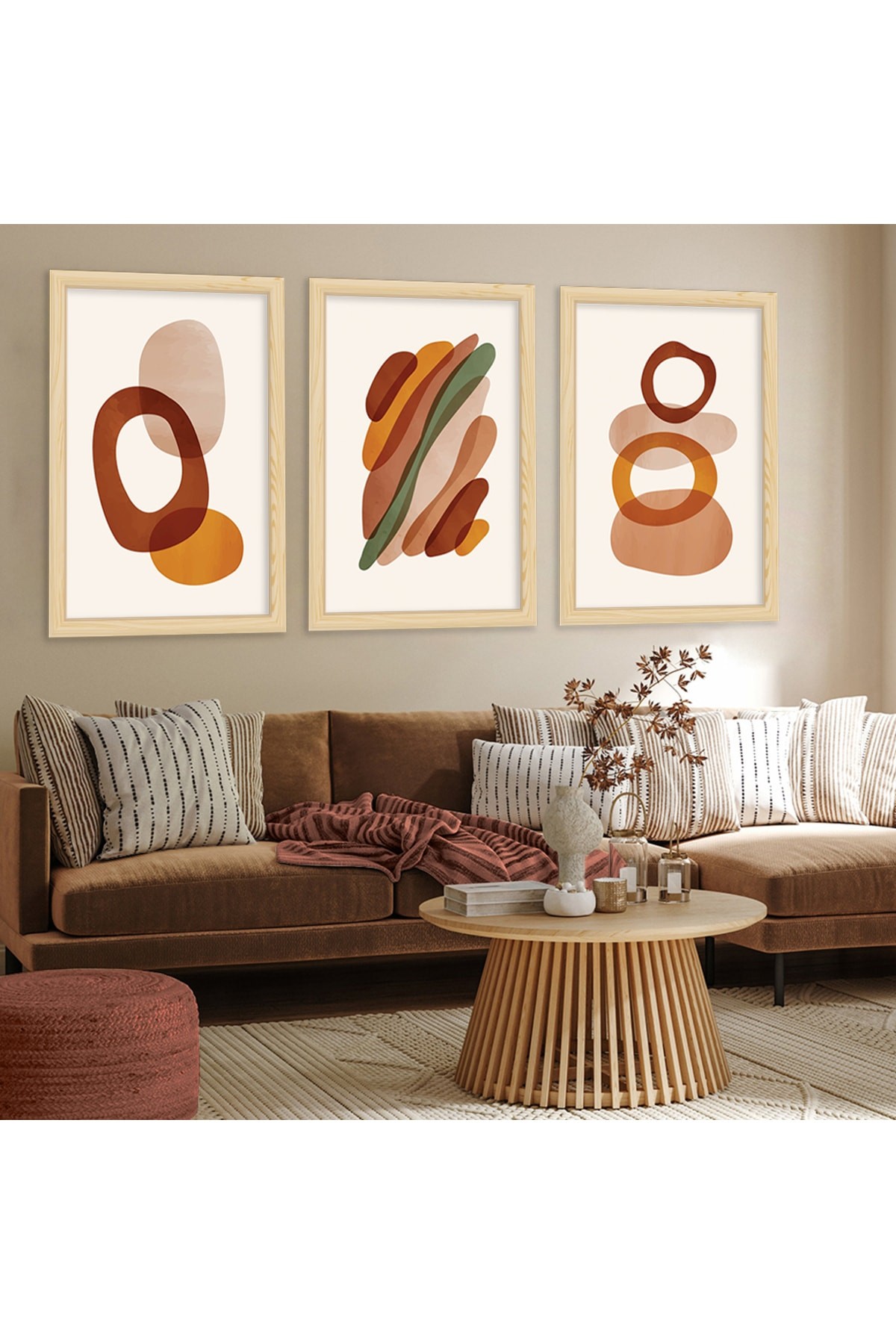 Salon Tablosu Sanat Tablosu Ahşap Çerçeveli Kolaj Çizim Modern Tablo
