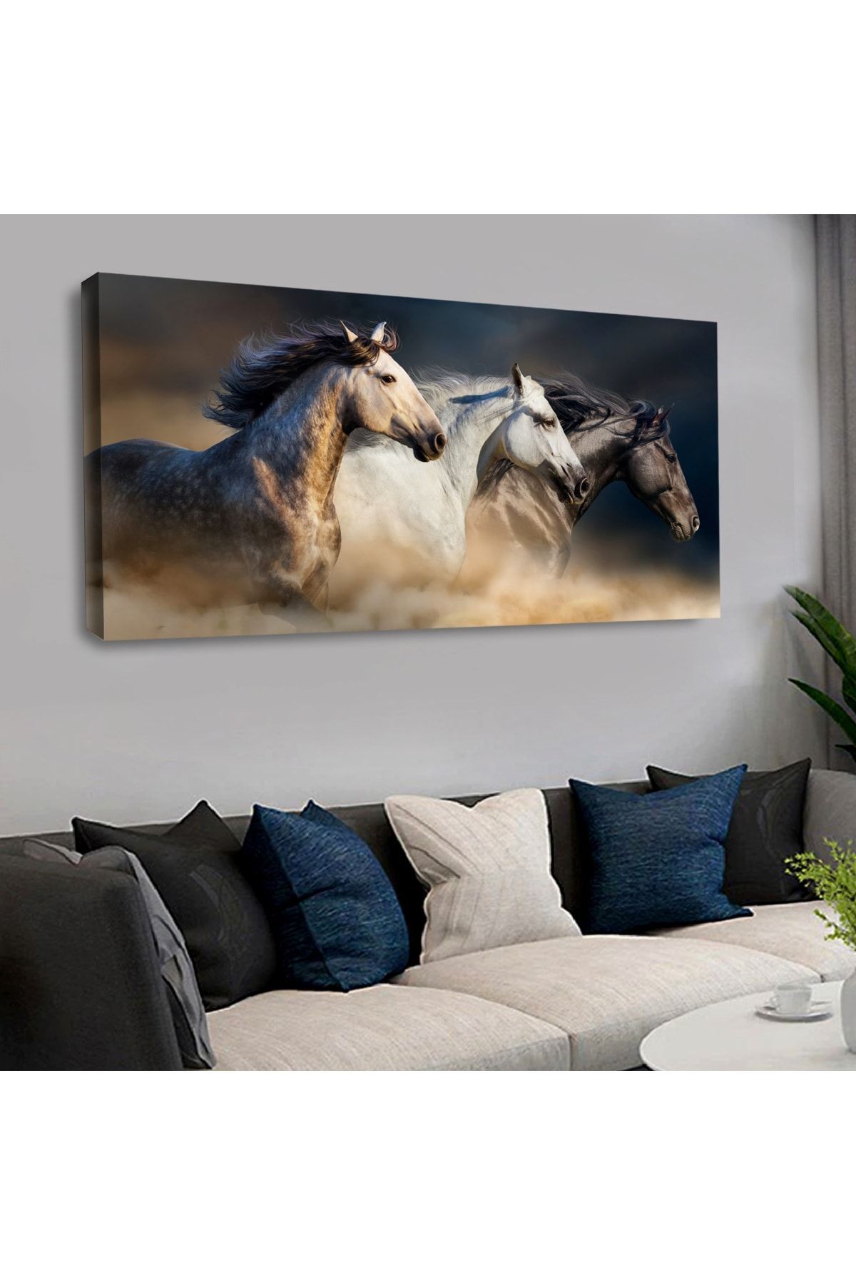 120 X 60 Cm Kanvas Koşan Atlar Tablo