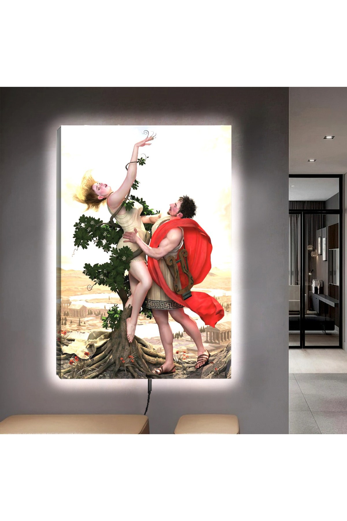 Ledli Dans Ahşap Şase Dijital Baskı Kanvas Tablo 90X60Cm
