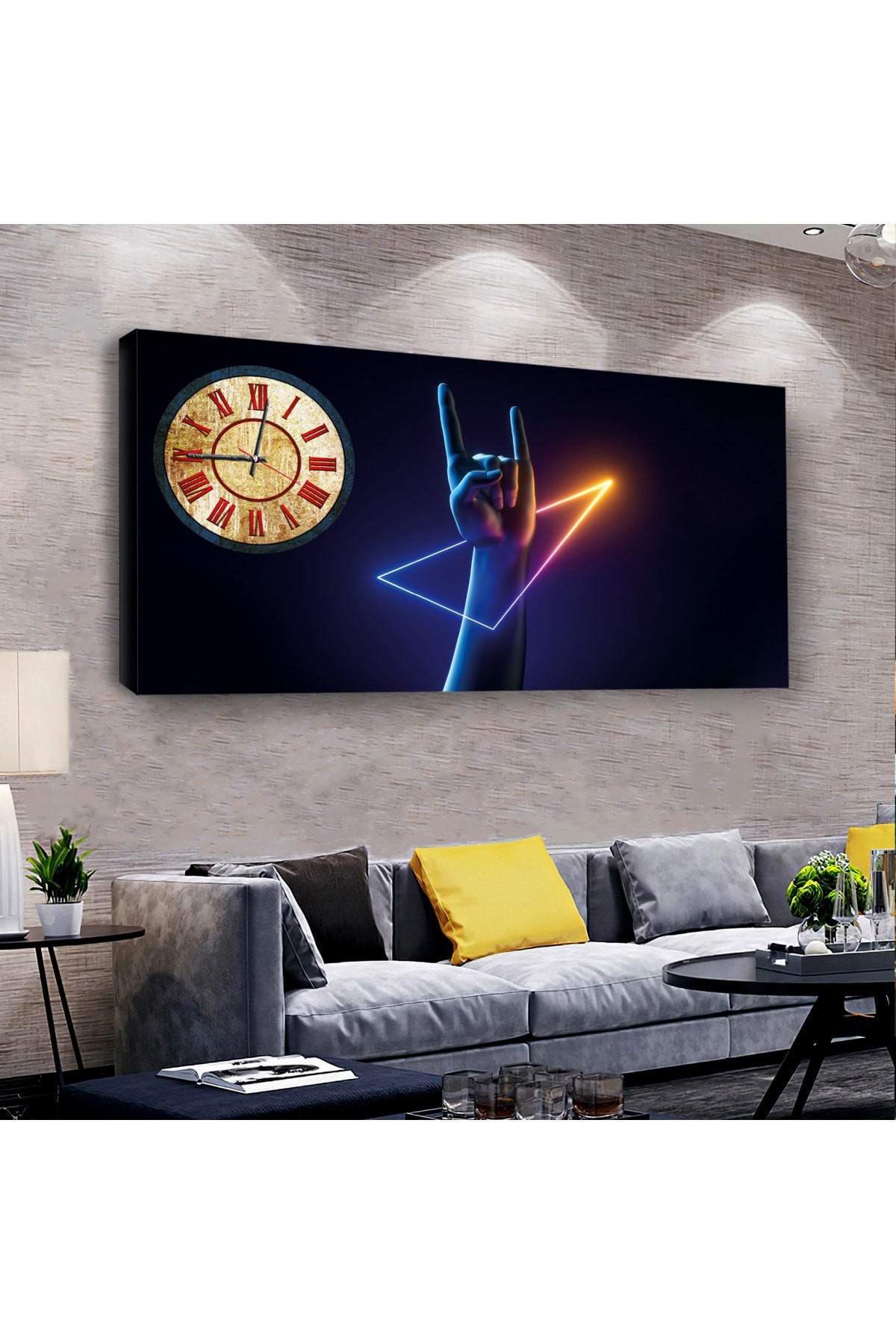 Tasarım Dans Figür saatliAhşap Şase Dijital Baskı Kanvas Tablo 100X50Cm