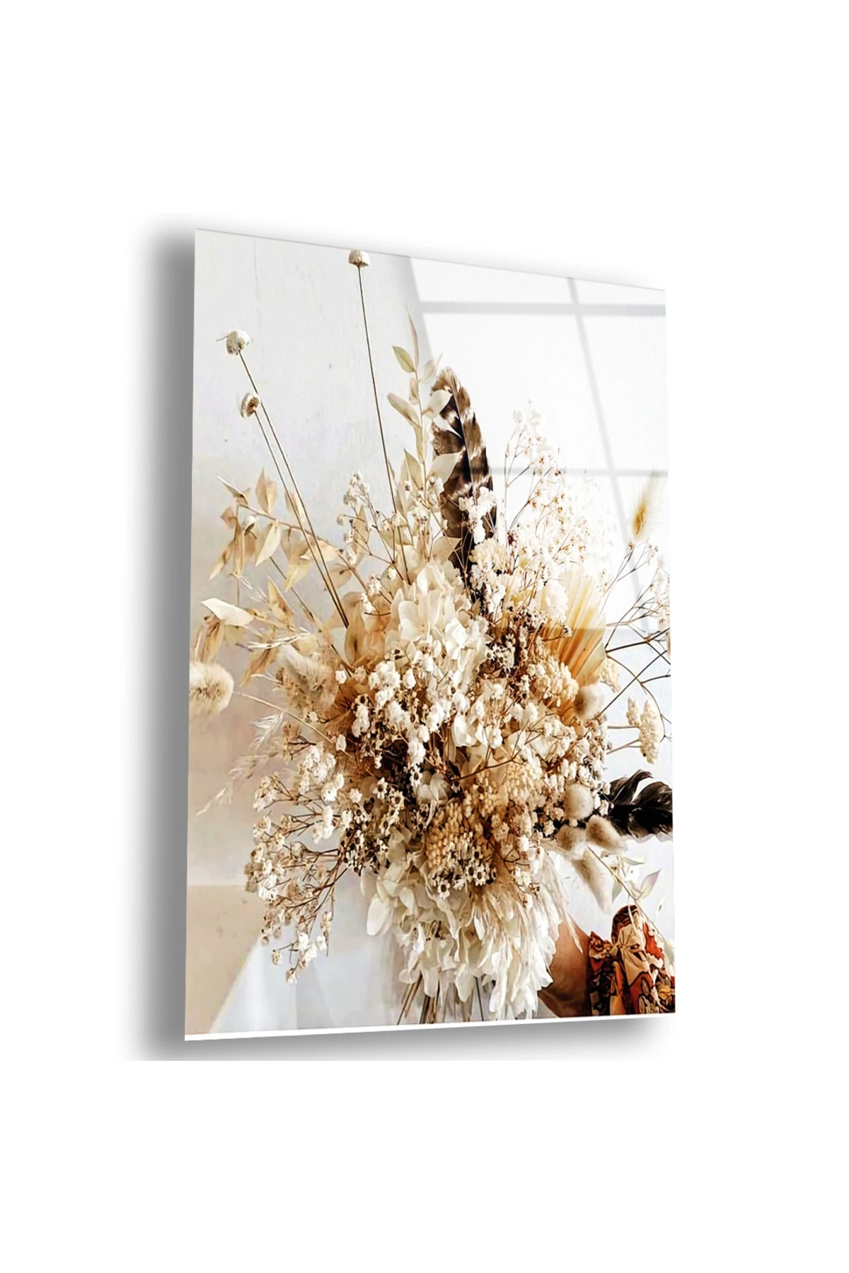 Ofis Tablosu Düğün Çiçeği UV Baskı Kırılmaz Cam Tablo