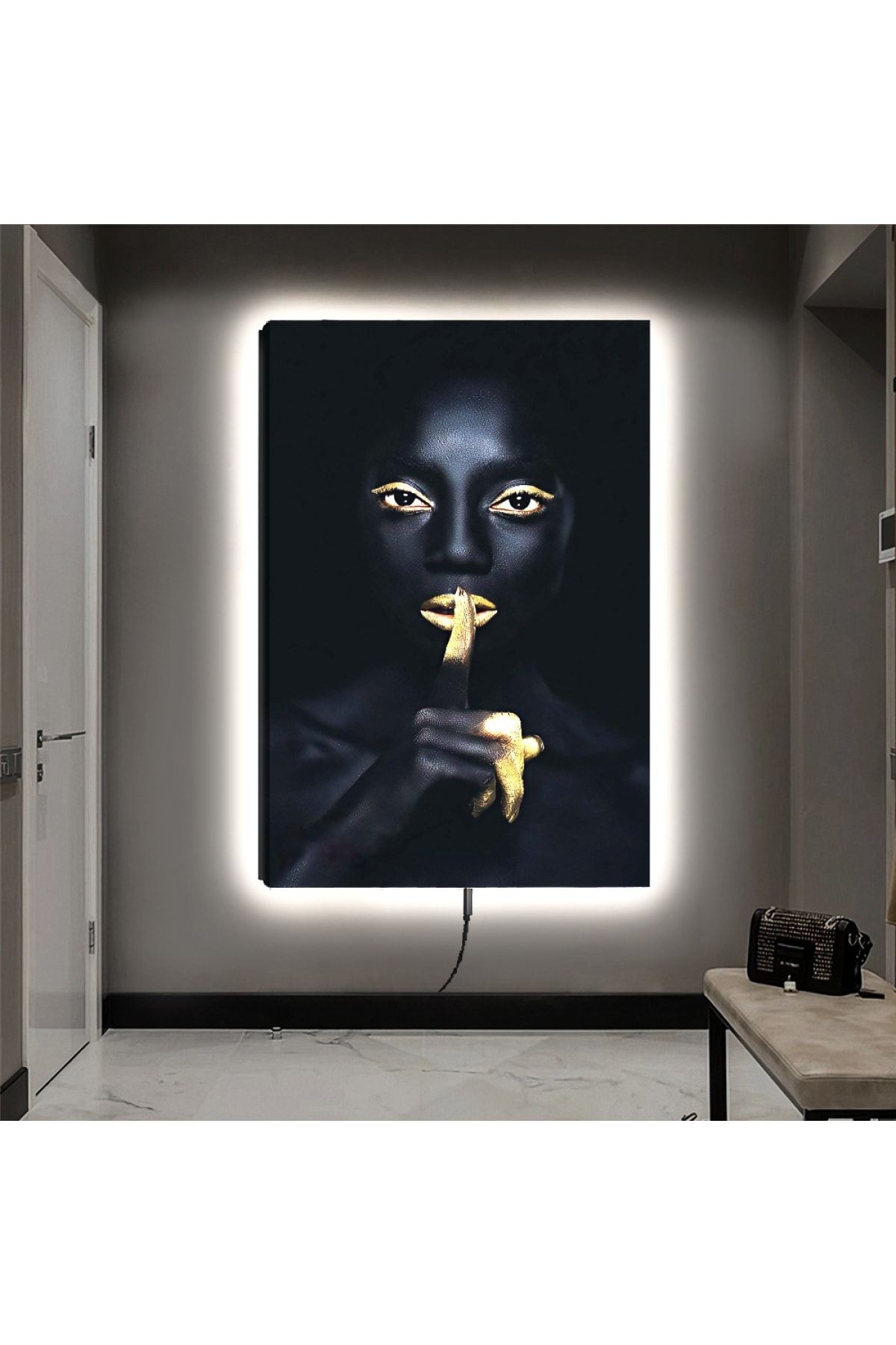 Ledli 90x60 Afrikalı Kadın Bilmiyorum Kanvas Tablo