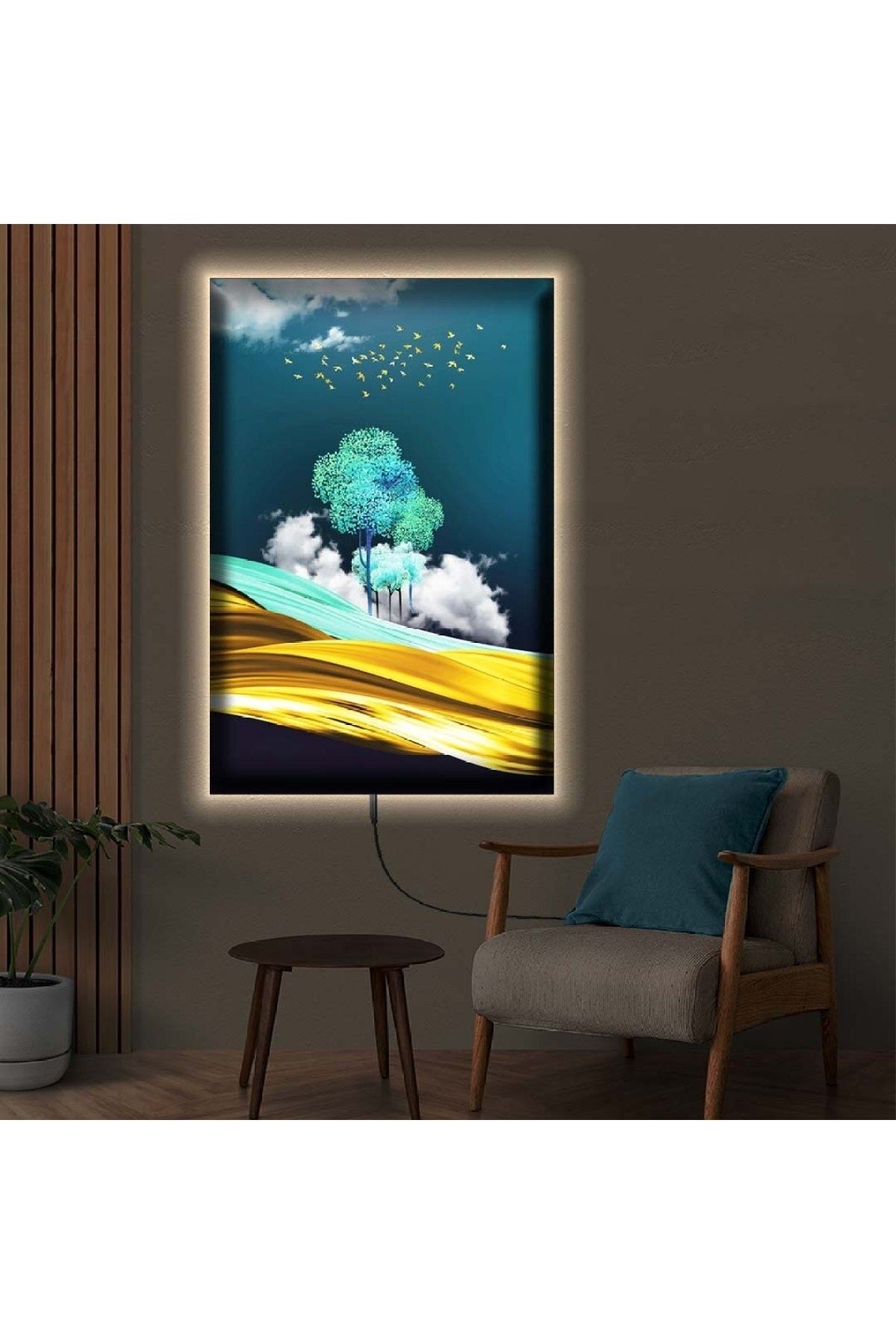 Ledli 70x100 Soyut Çizim Kanvas Tablo