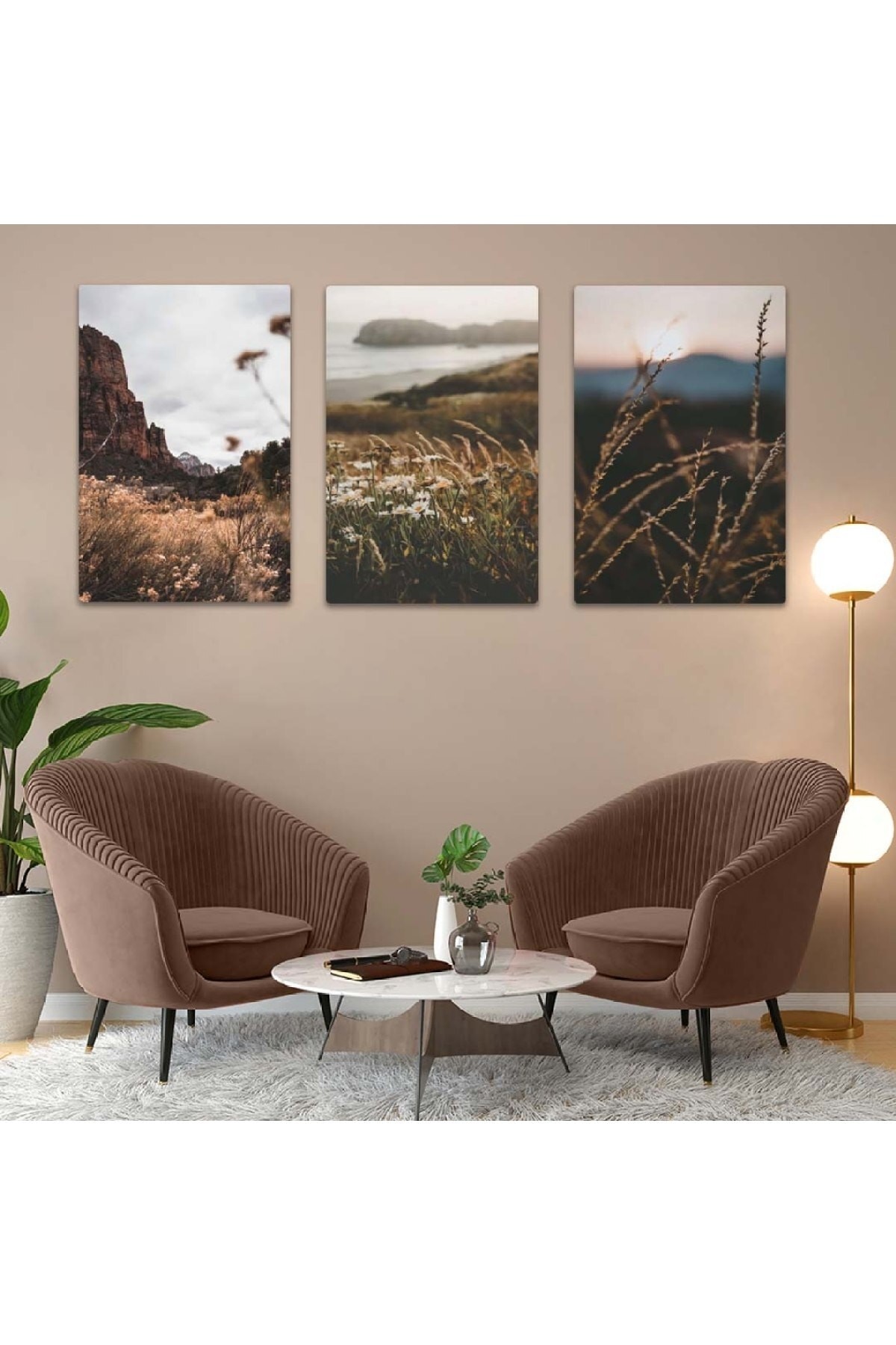 Manzara 3'Lü Ekstra Dayanıklı Solmaz MDF Tablo Set