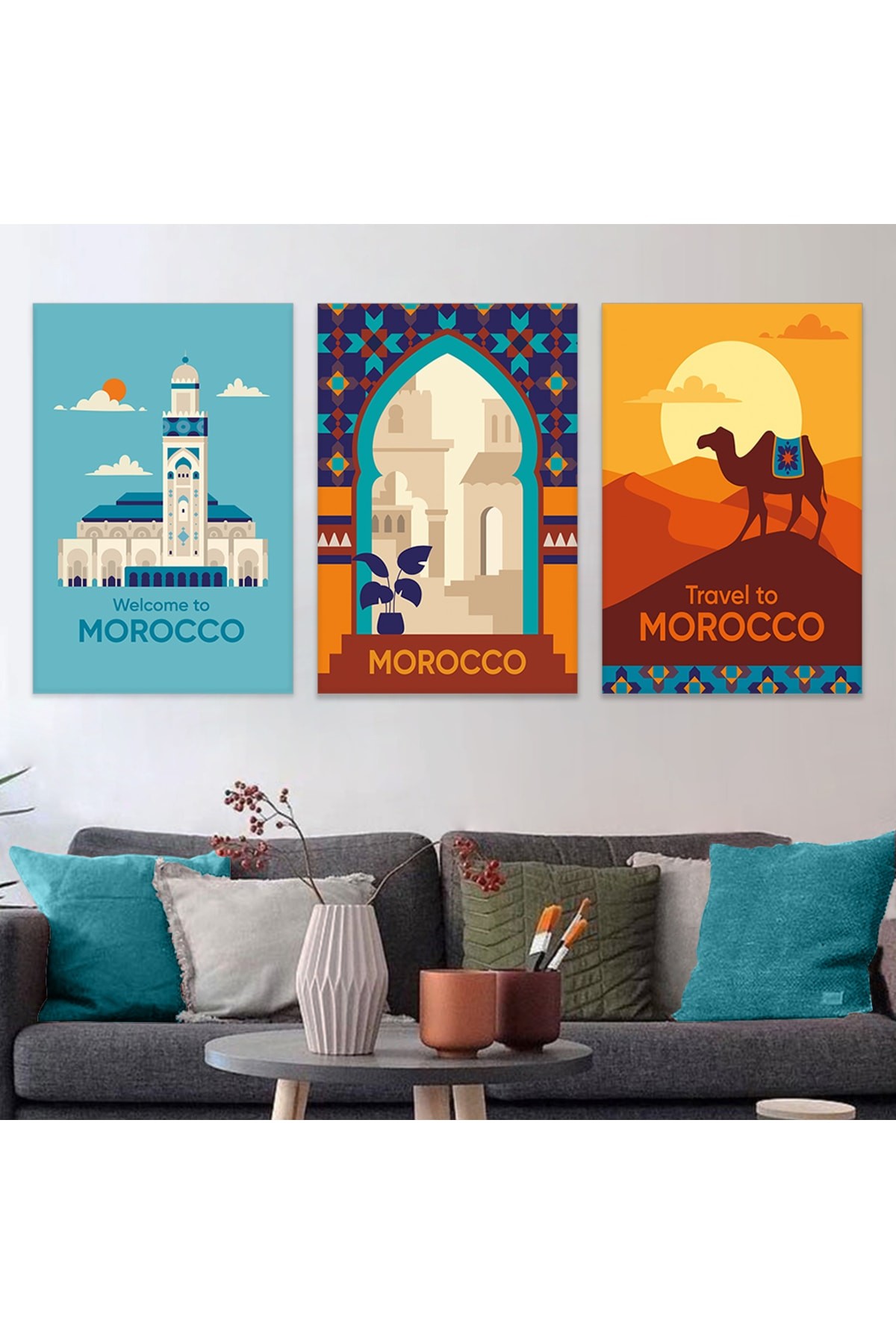 Travel 3'Lü Ahşap Şase Dijital Baskı Kanvas Tablo