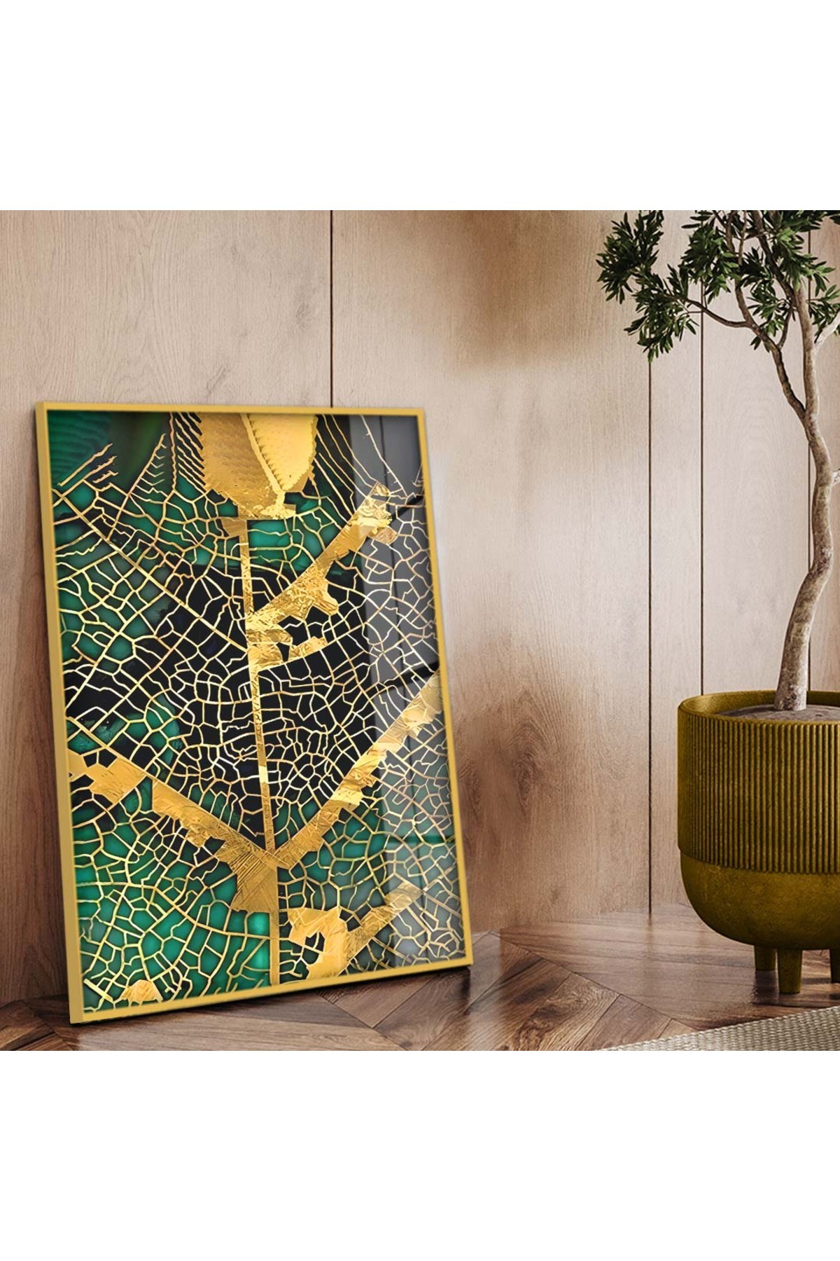 Minimalist Çizim Soyut Tema Metal Çerçeveli UV Baskı Kırılmaz Cam Tablo