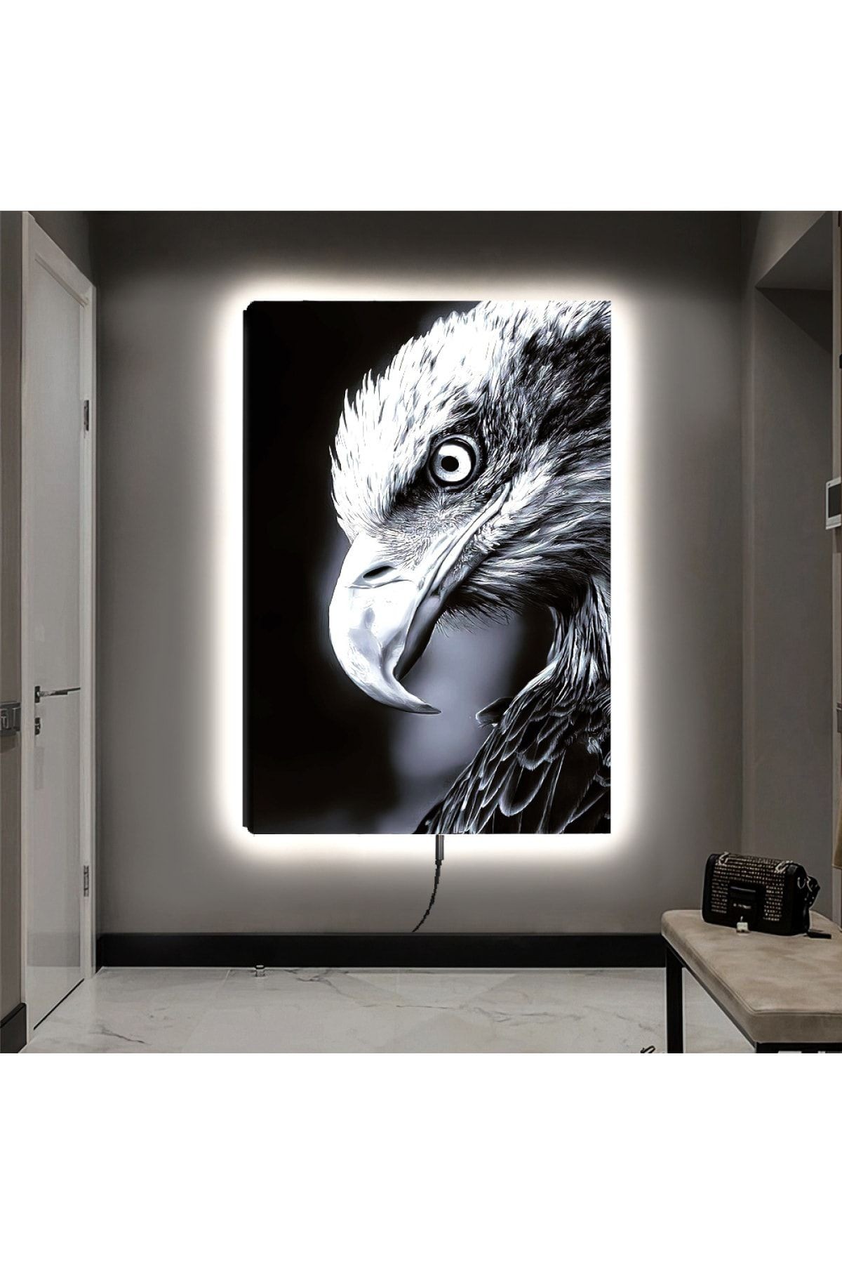 Ledli 90x60 Hayvanlar Alemi Şahin Kanvas Tablo