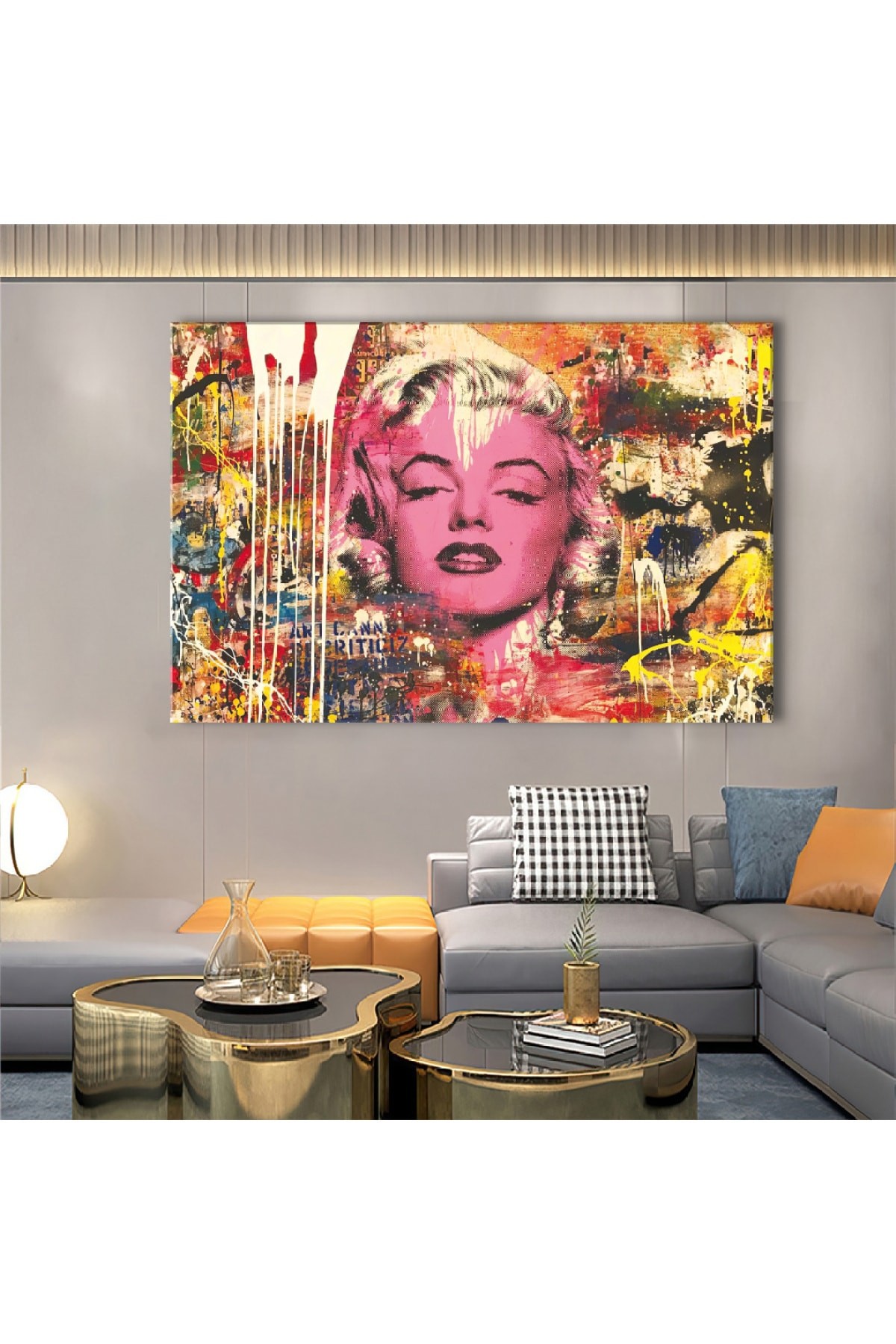 Marilyn Monroe Ahşap Şase Dijital Baskı Kanvas Tablo 120X80Cm
