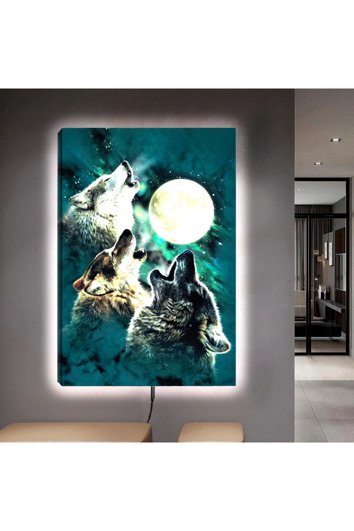 Ledli 90x60 Bozkurt Kanvas Tablo
