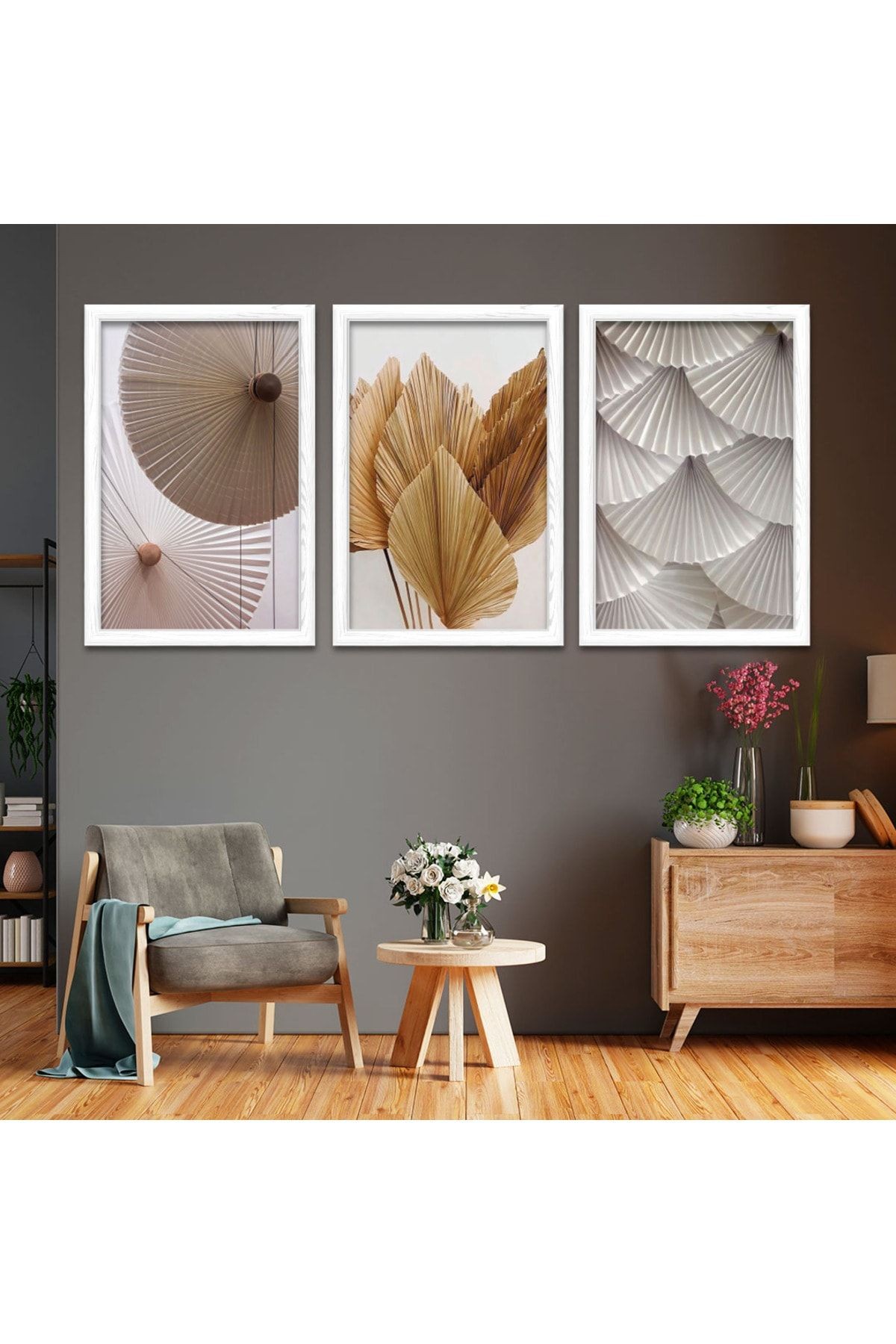Beyaz Ahşap Çerçeveli Modern Tablo