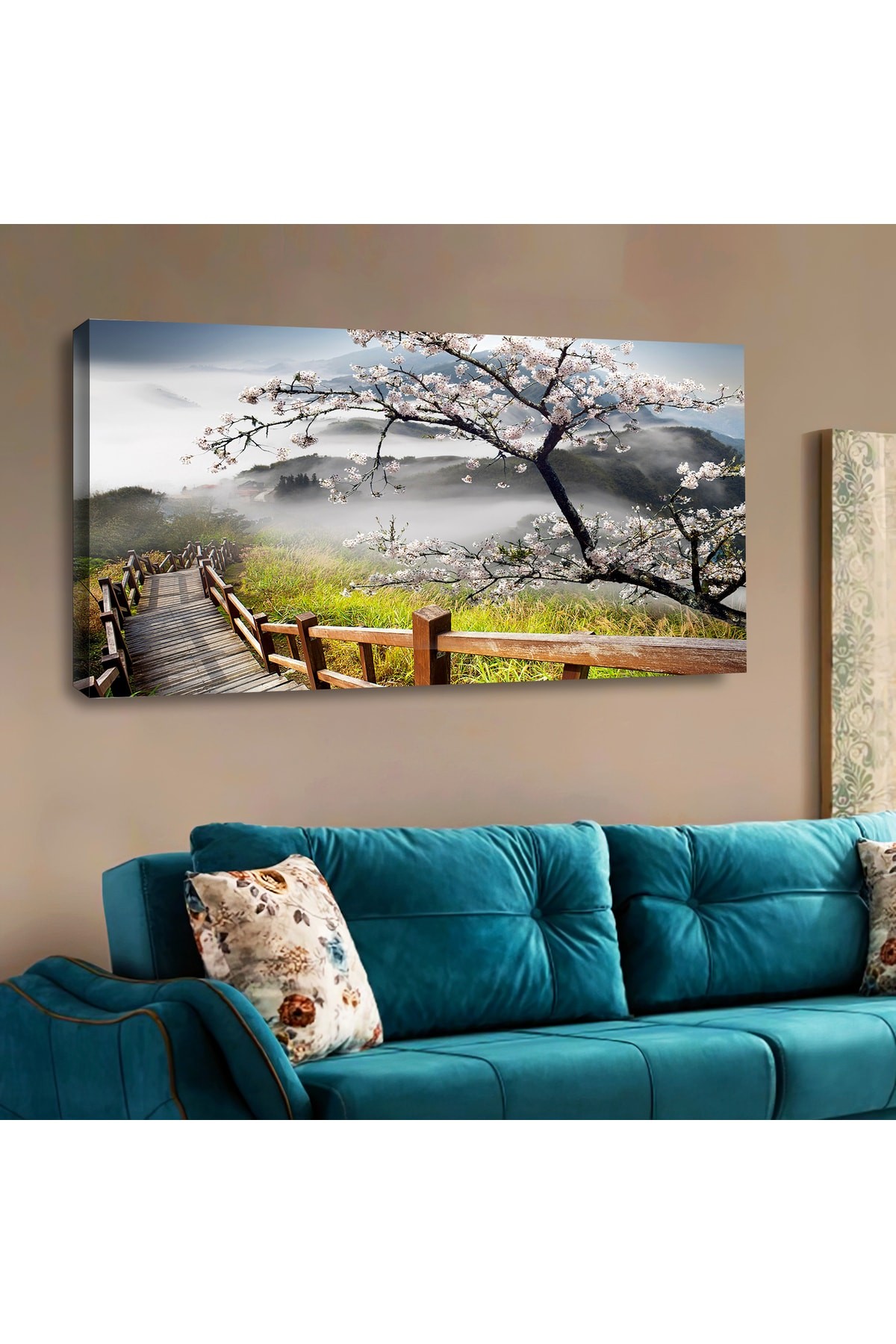Özel Tasarım Ahşap Şase Dijital Baskı Kanvas Tablo 120X60Cm