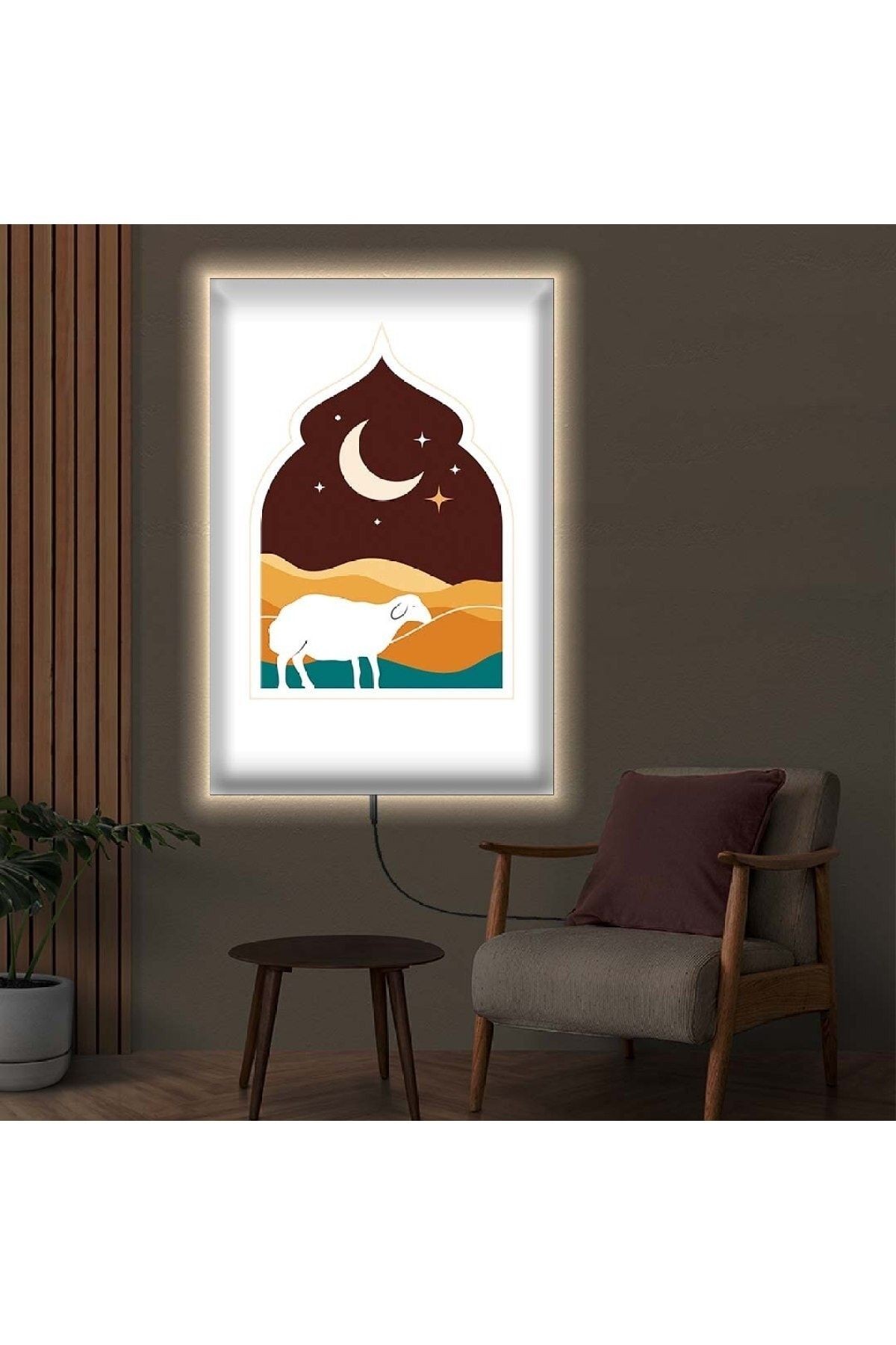 Ledli 90x60 Islami Tema Kanvas Tablo