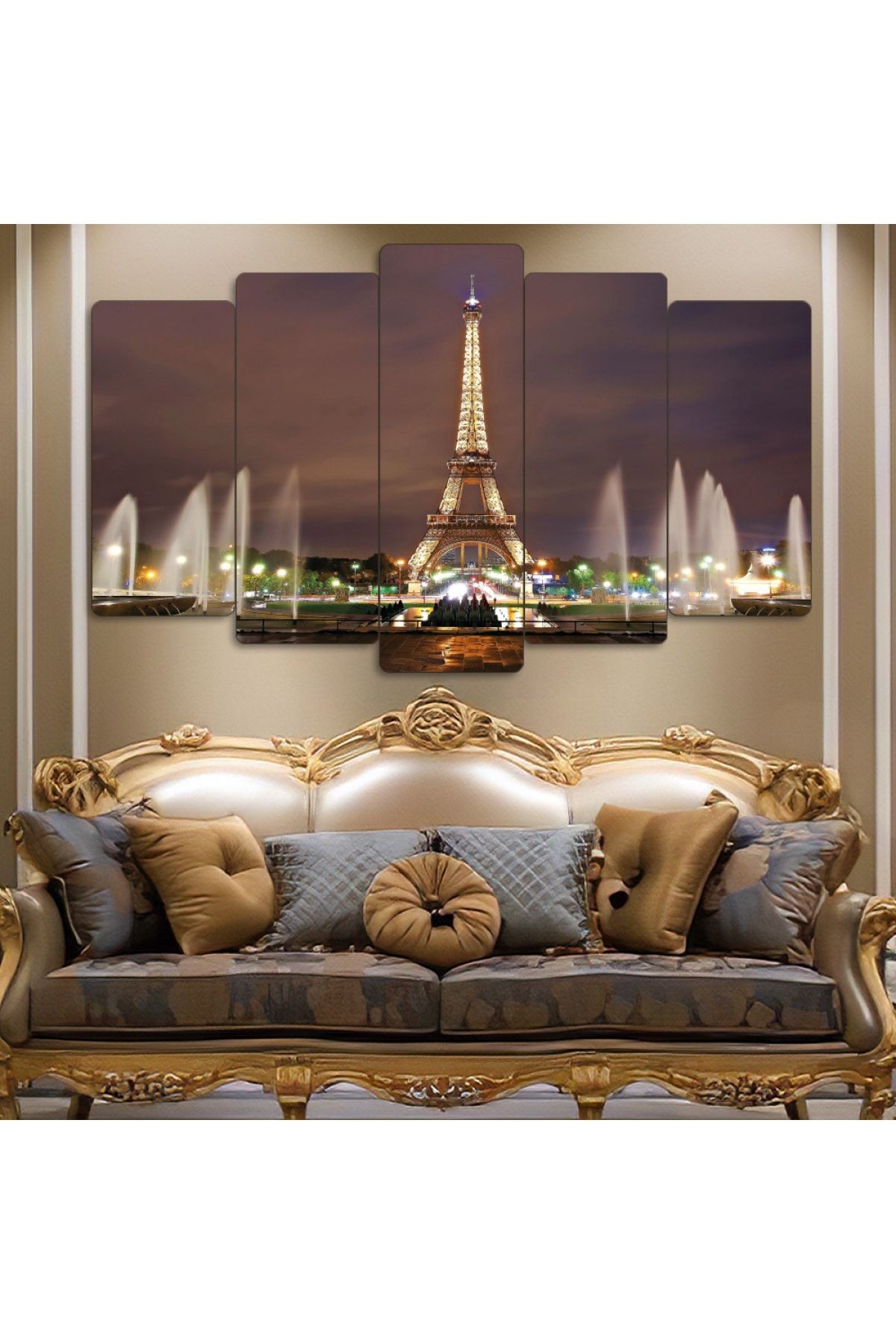 Beşli Mdf Eiffel Kulesi Manzara Tablo Seti