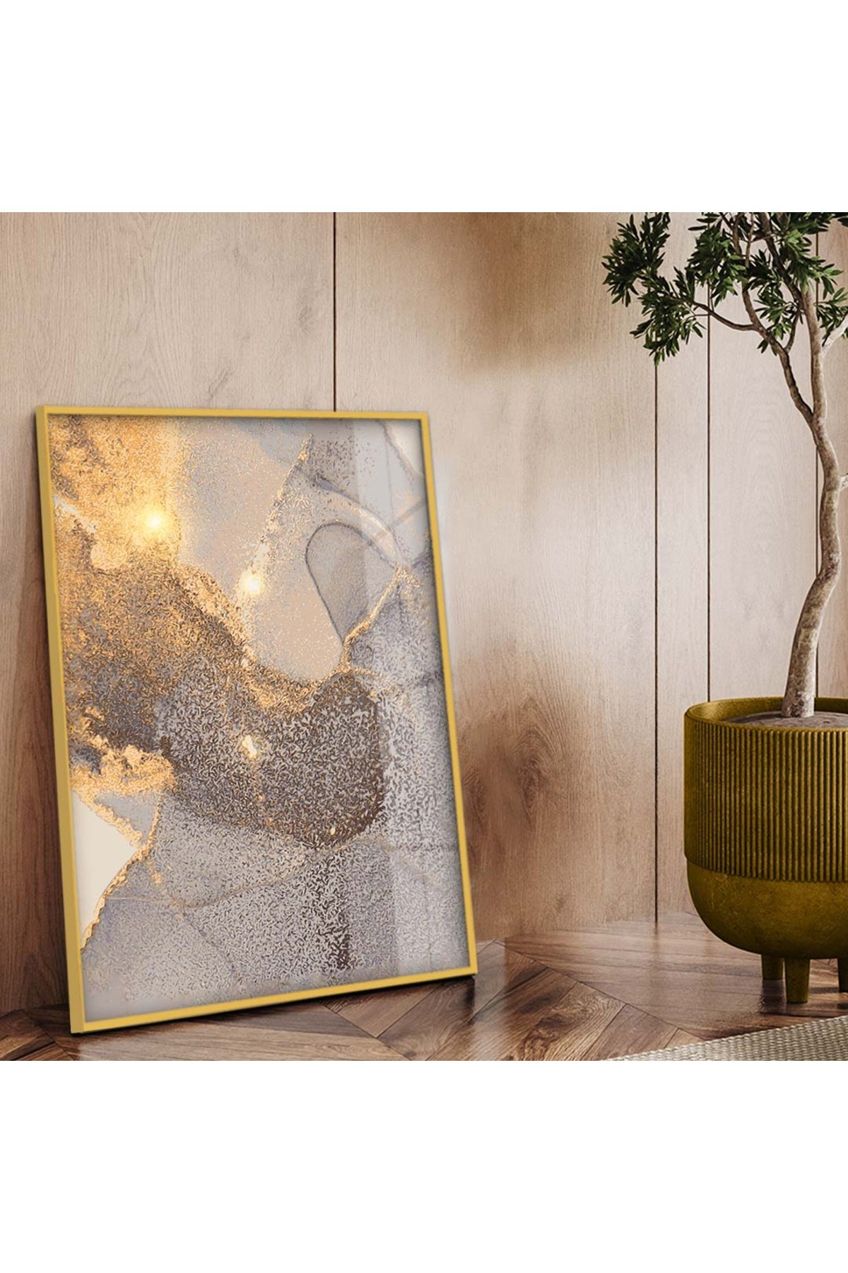 Renkli Salon Tablosu Soyut Tema Modern Çizim Metal Çerçeveli UV Baskı Kırılmaz Cam Tablo