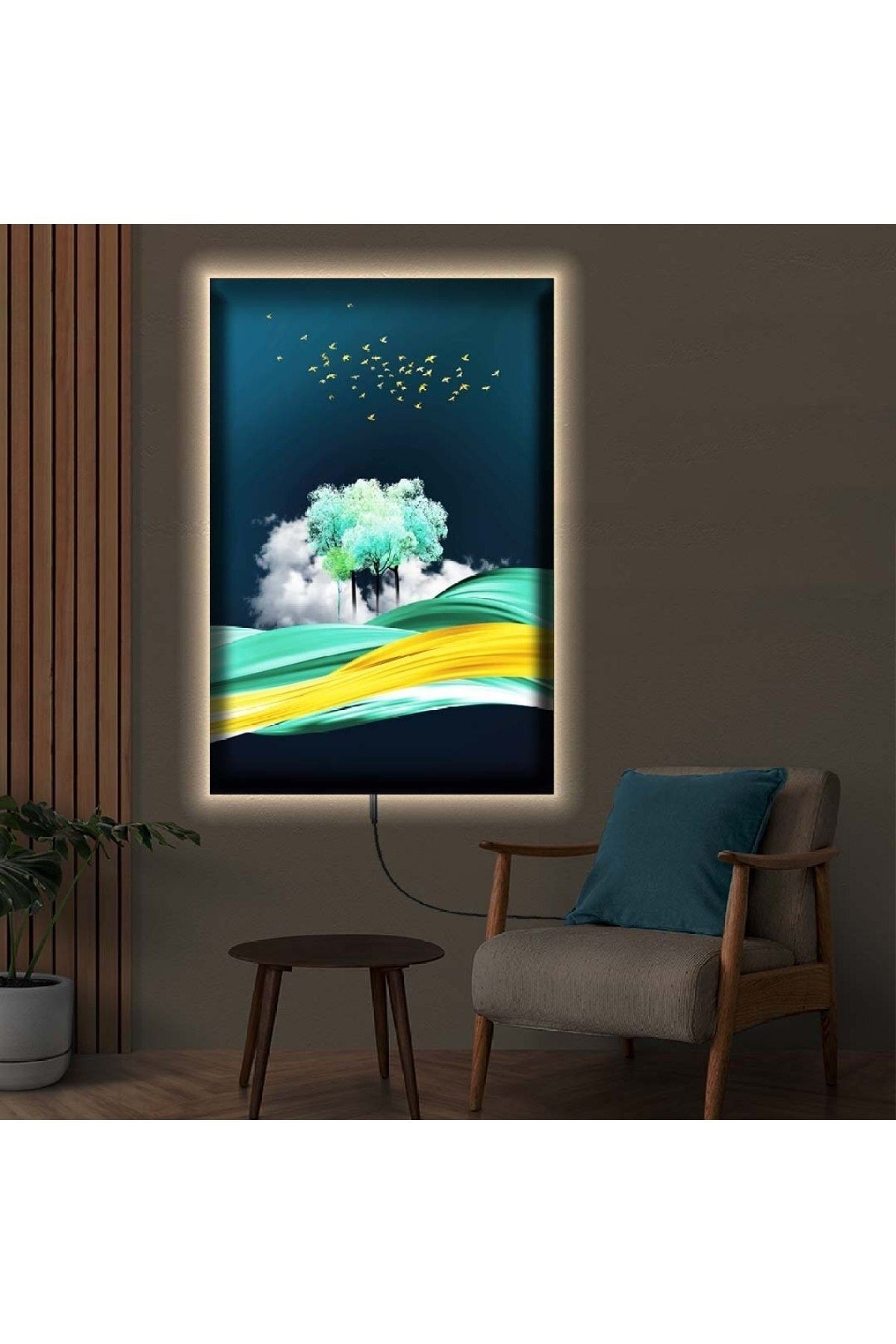 Ledli 50x70 Soyut Çizim Kanvas Tablo