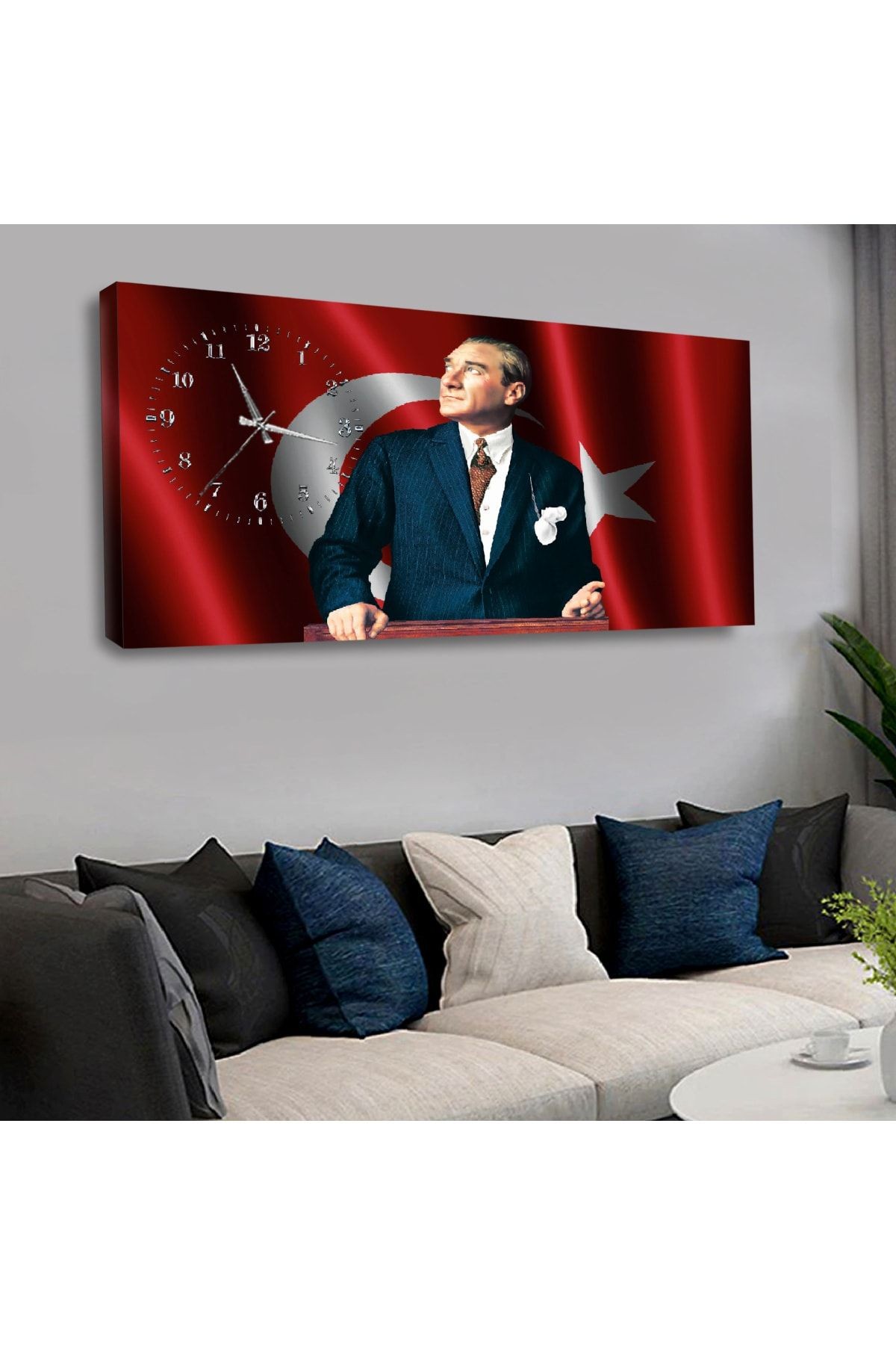 120x60 cm Saatli Kanvas Tablo Kvs144